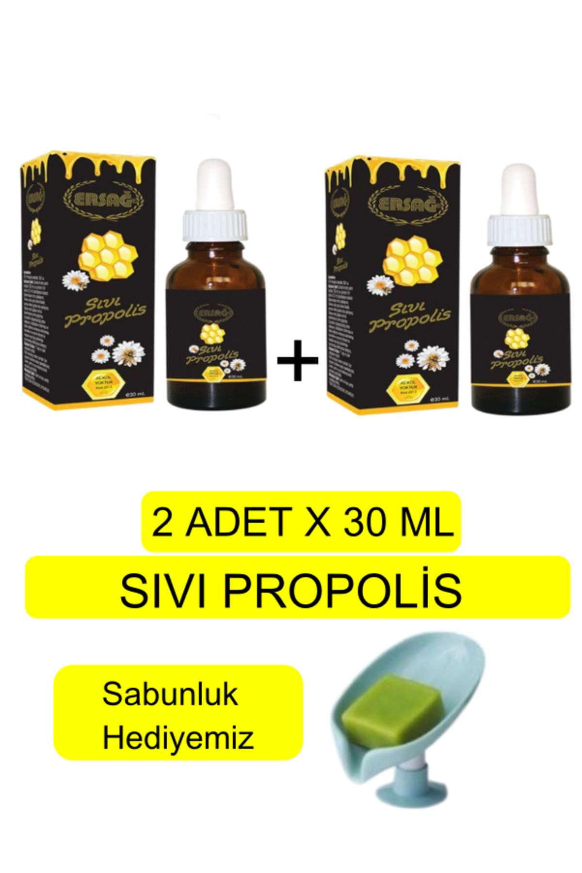 Ersağ Ersağ Sıvı Propolis (2adet)300ML Takviye Edici Gıda - Sabunluk Hediyemiz 2013-58