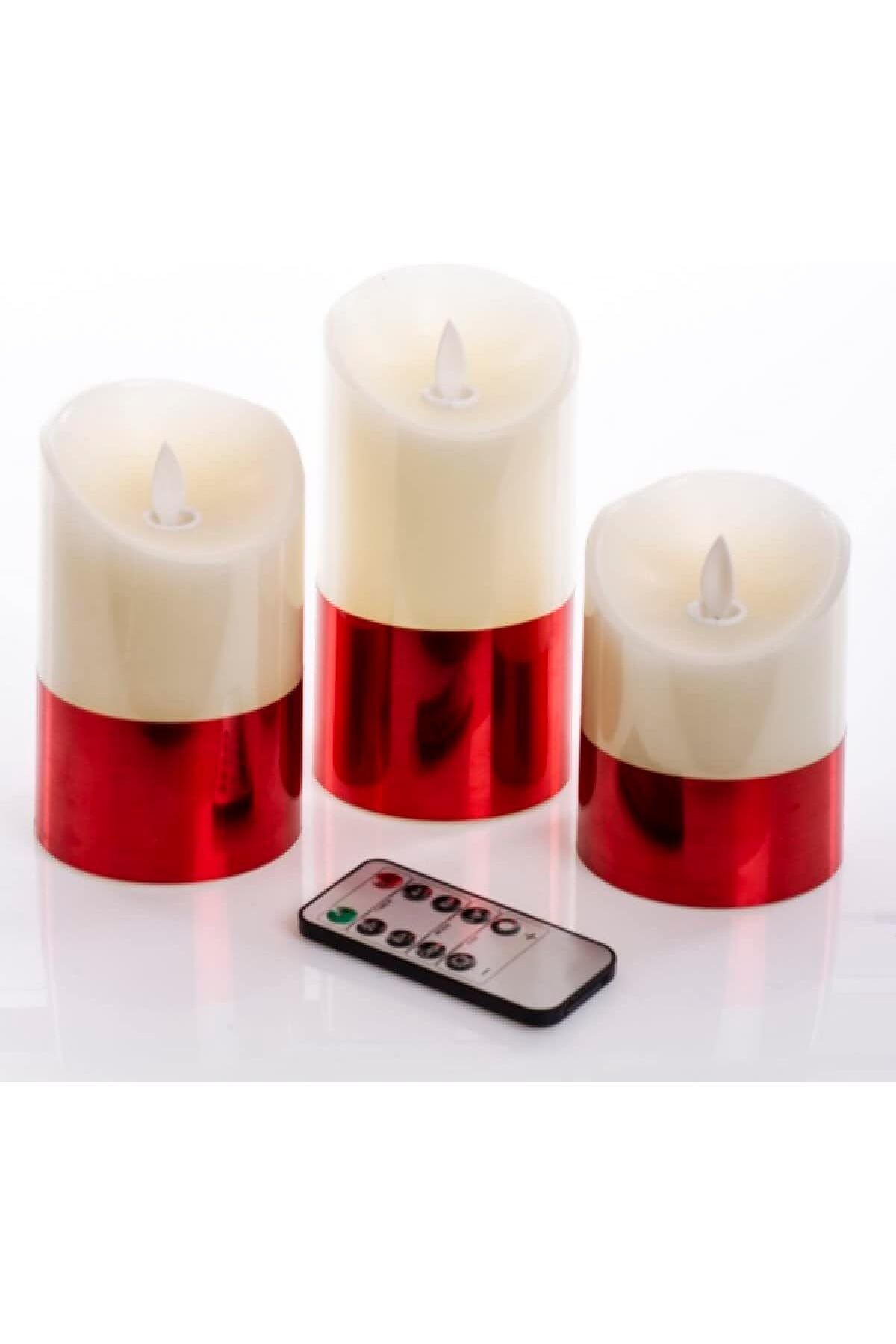 STOREMAX 3lü Kumandali Kirmizi Ledli̇ Mum Set 20