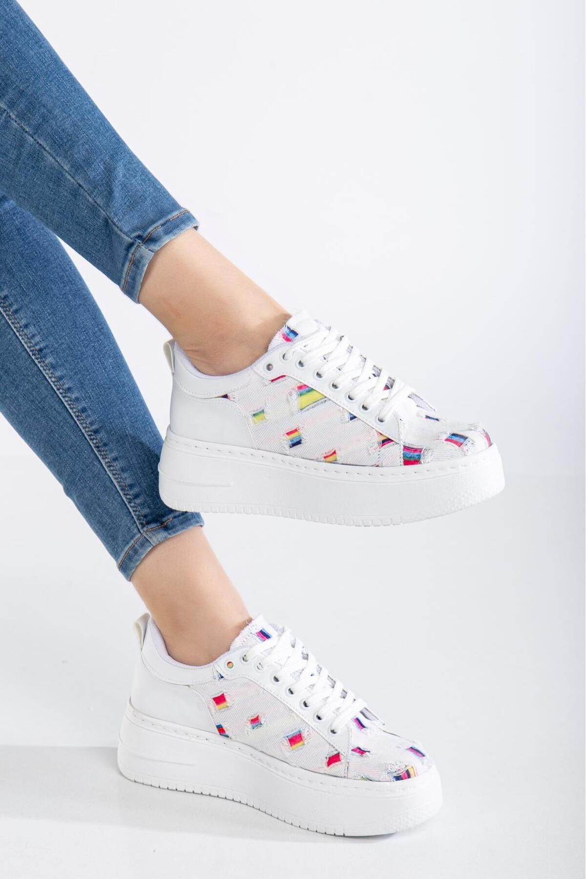 Three Bross Kareli Keten Yazlık Günlük Sneaker Spor Ayakkabı Siyah Beyaz Mavi