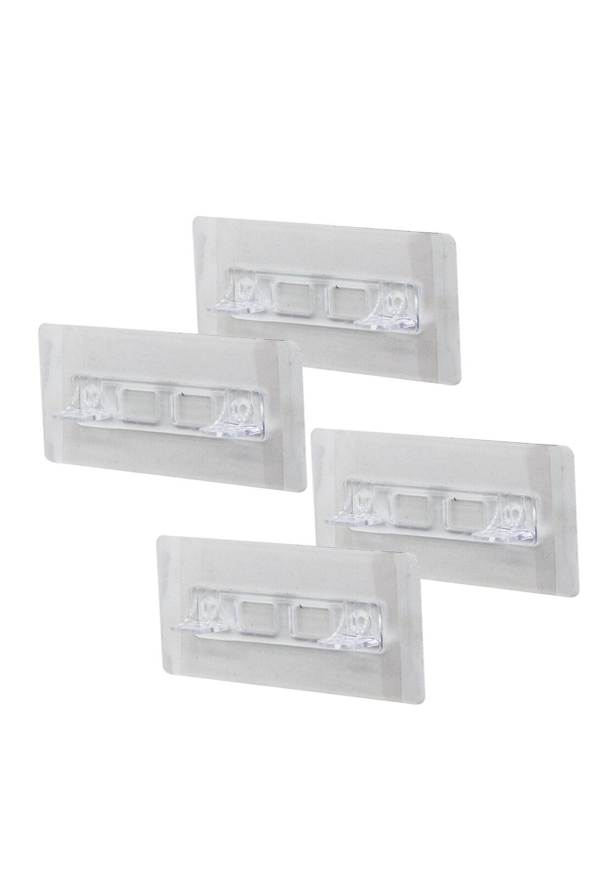 STOREMAX 4PCS RAF AYAK APARATI ŞEFF PVC YAPIŞKANLI + VİDALANABİLİR 2X10CM TrendBazaar 1057563