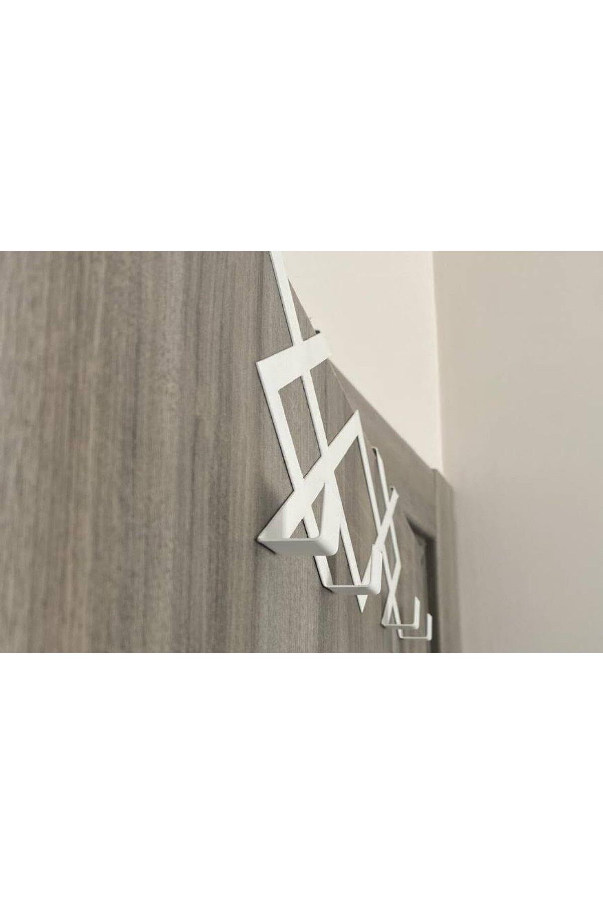 STOREMAX Metal Beyaz Desenli Amerikan Kapı Arkası Askılık Organizer Askılık ve Desenli Banyo Kapı