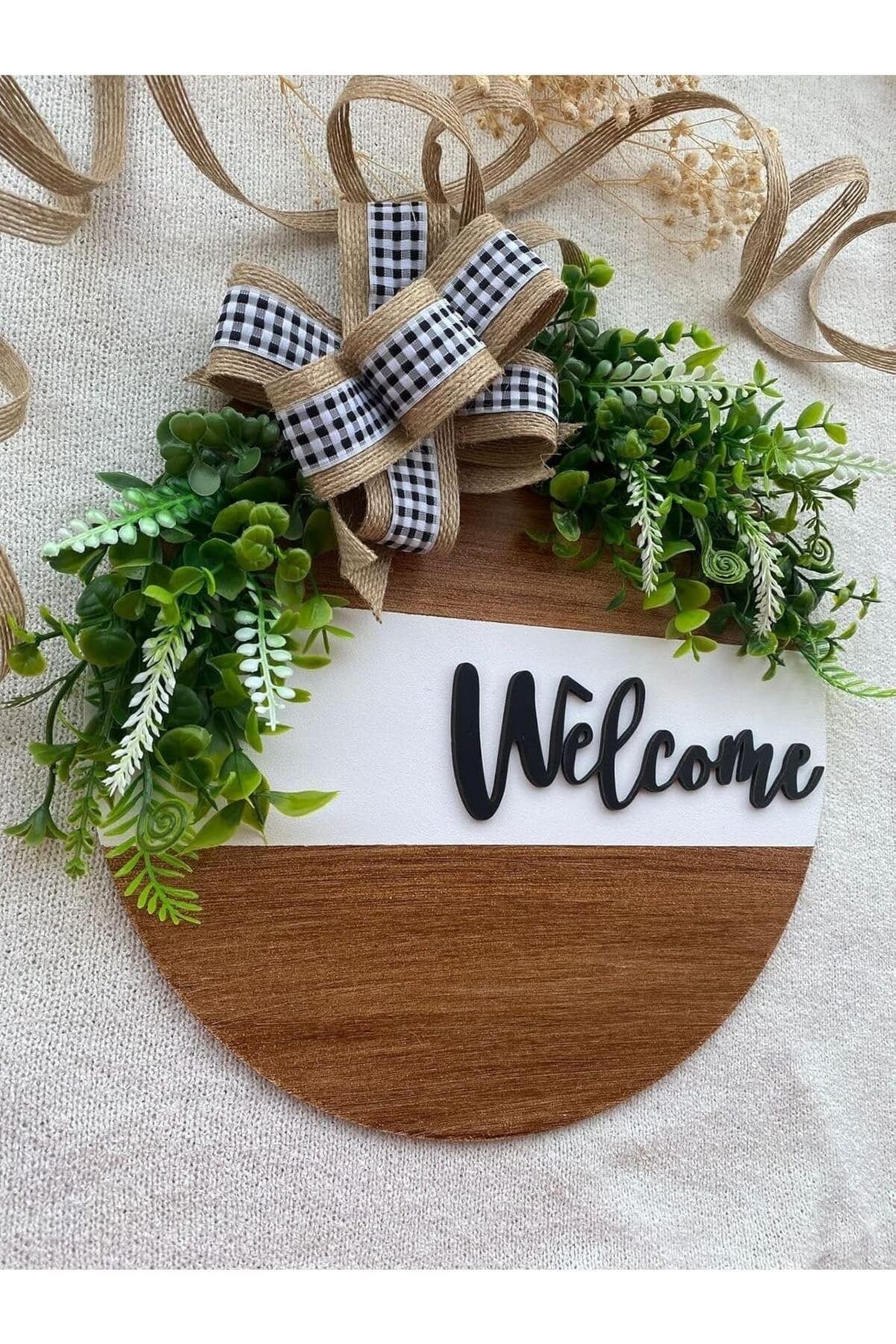 LUXE Kapı Süsü - Dış Kapı Süsü Welcome -kareli Kapı Önü Aksesuarı Syh. Beyaz 30 x 30 LXSHP 1