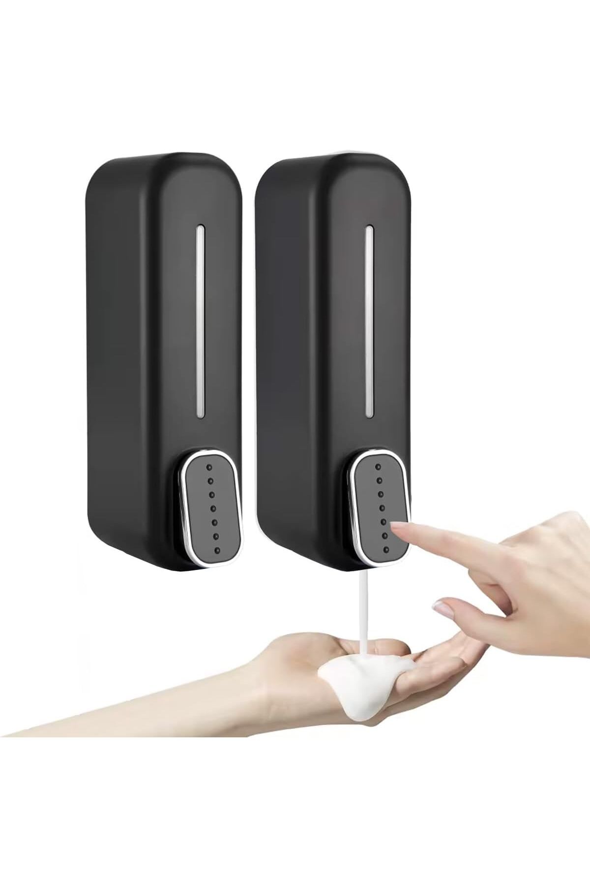 Mu Art Ahşap Mrt 2 Adet Siyah Duvara Monte Sıvı Sabunluk – 300 ml, Şık & Dayanıklı Dispenser, Banyo v