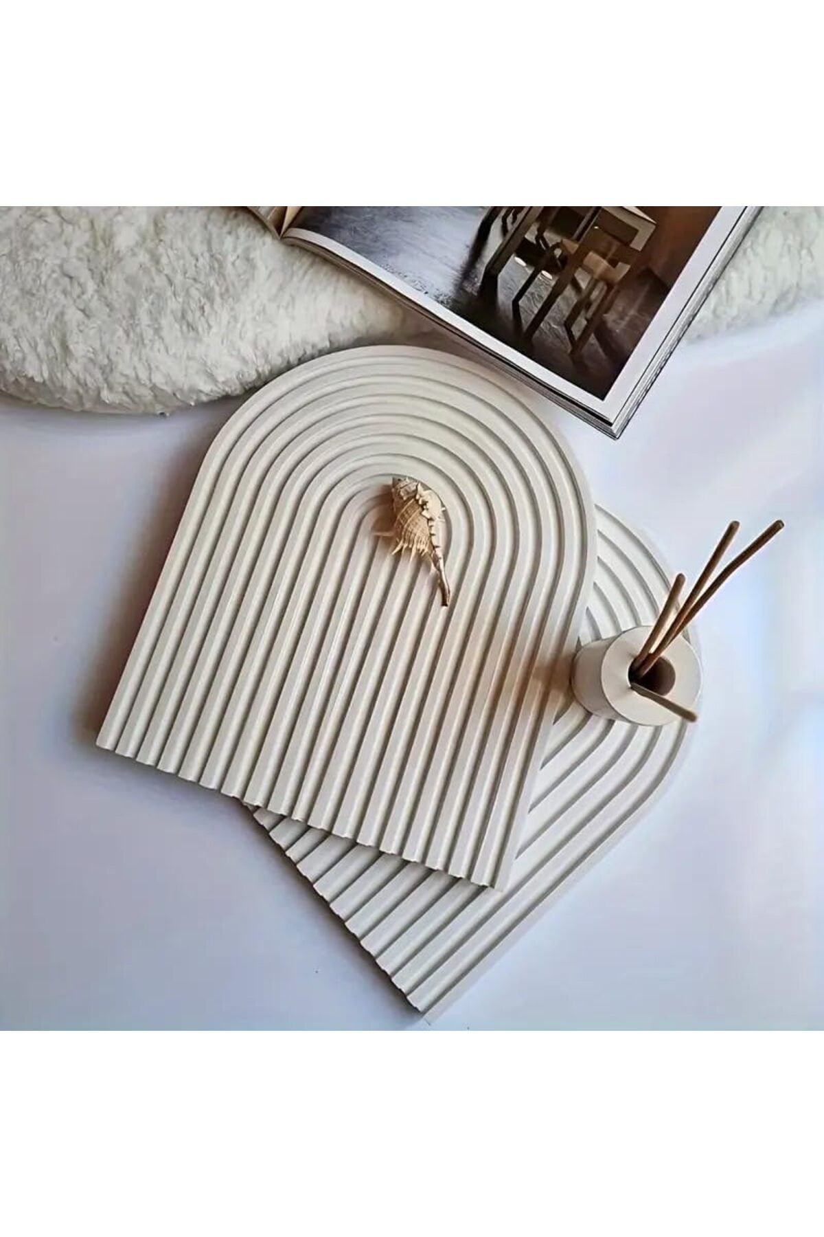 LUXE Şekli Tepsi Kalıp Kemer Mumluk dekoratif obje biblo LXSHP 1055529