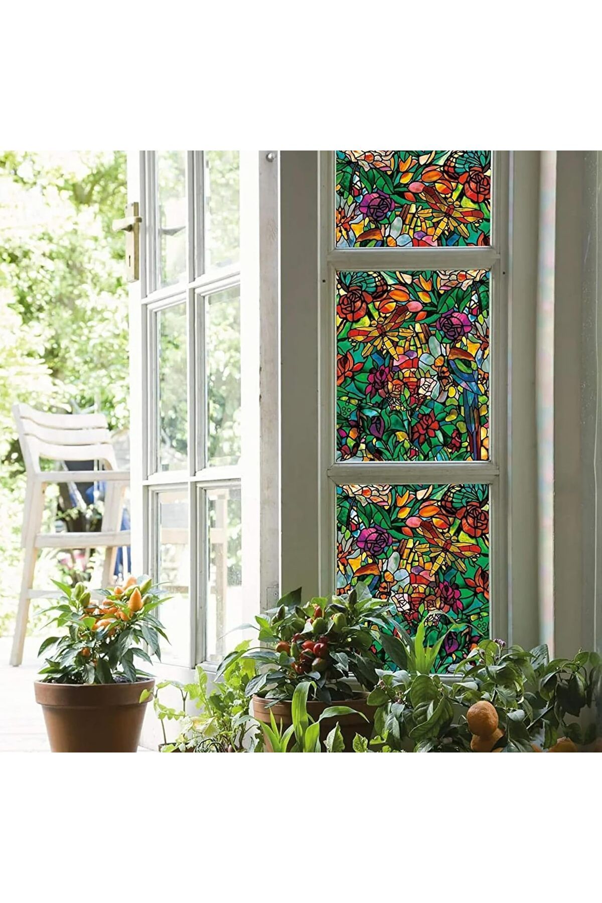 LUXE 346-0647-4PK Kendinden Yapışkanlı Gizlilik Camı Pencere Filmi, Yaylı Şapel/Tulia, 43 cm x 198