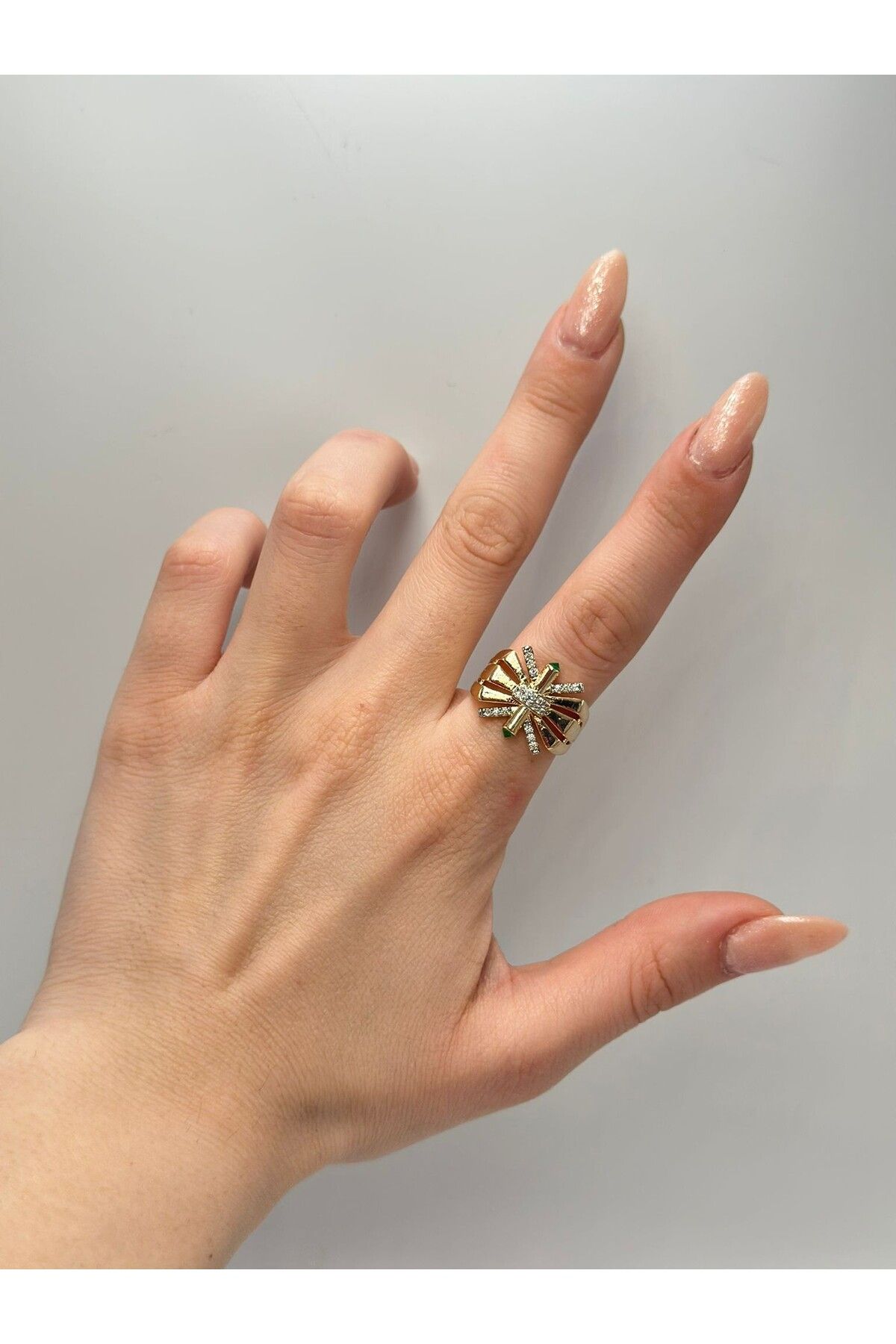 MyladyAccessoriess Zirkon Taş Detaylı Yıldız Çelik Yüzük
