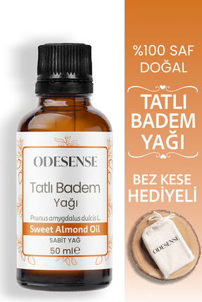 ODESENSE Tatlı Badem Yağı 50 ml Soğuk Sıkım %100 Doğal Saf Kaş Kirpik Cilt Sa...