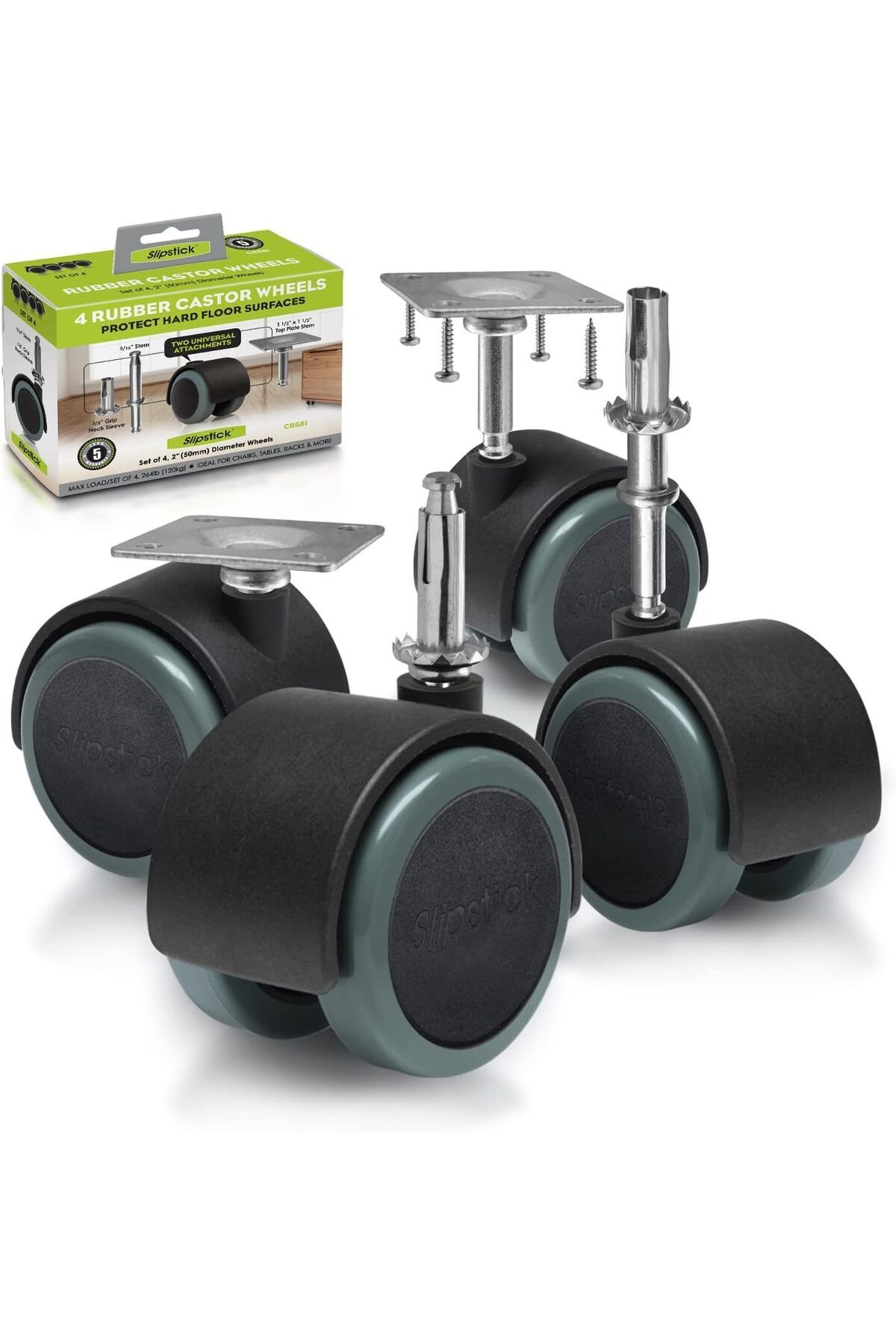 STOREMAX SRT CB681 zemin koruma kauçuk direksiyon tekerleği (4'lü set) 50 mm tekerlek ön yapı veya üst