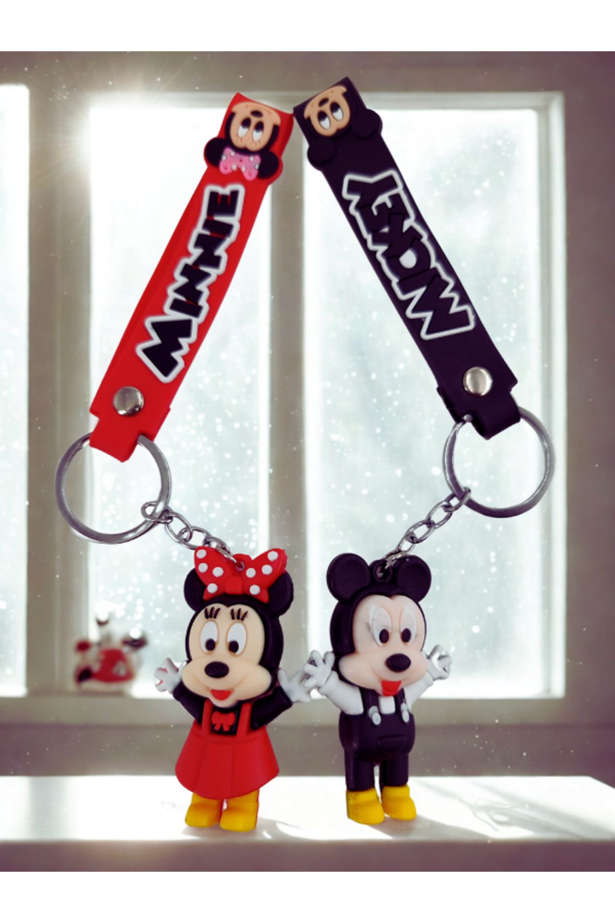 Shuttle Park 2 Adet Mickey Mouse Minnie Mouse 3D Silikon Anahtarlık Seti Figür Hediyelik Aksesuar