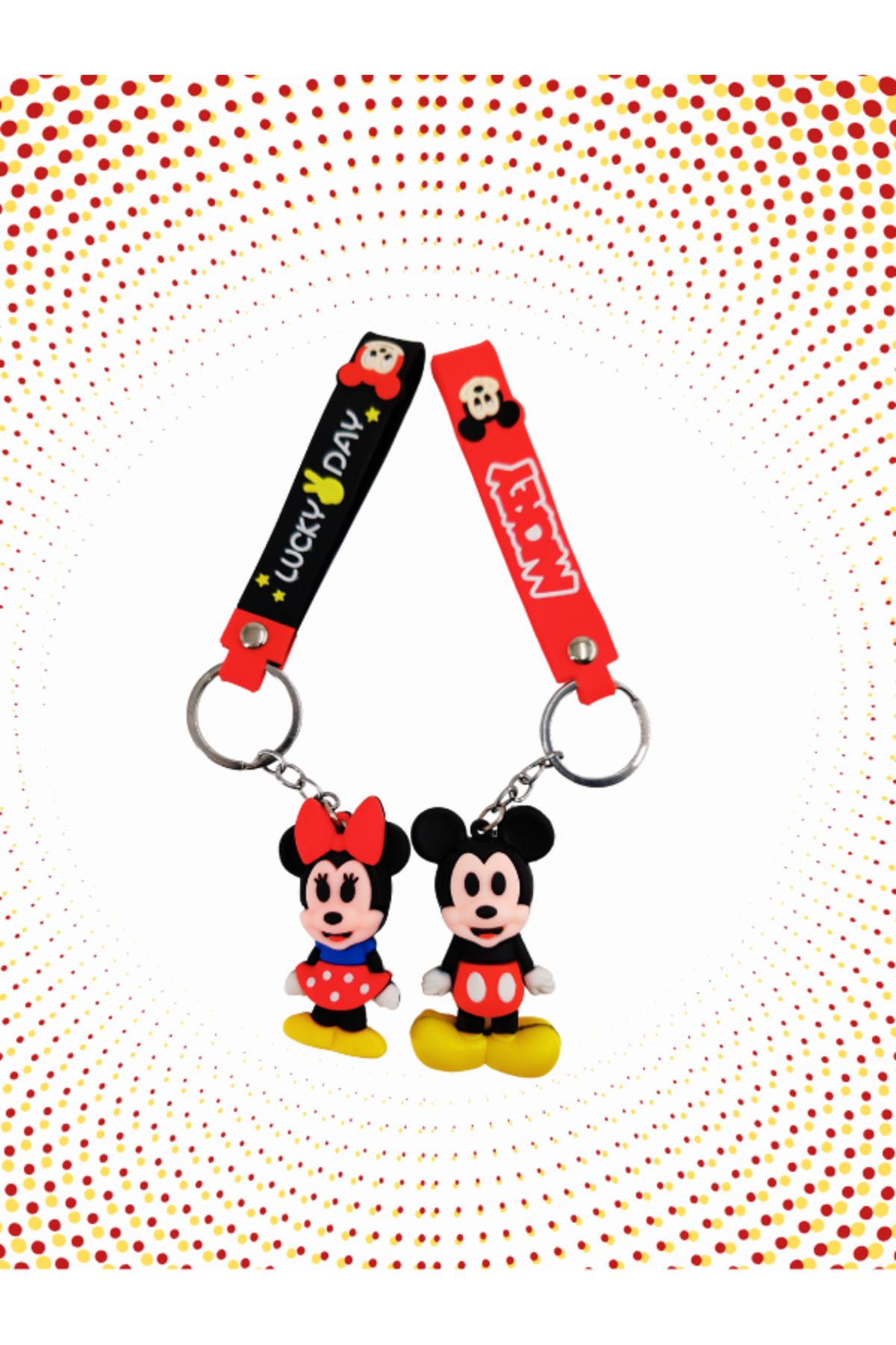 Shuttle Park 2'li Mickey Mouse Minnie Mouse 3D Silikon Anahtarlık Seti Figür Hediyelik Aksesuar