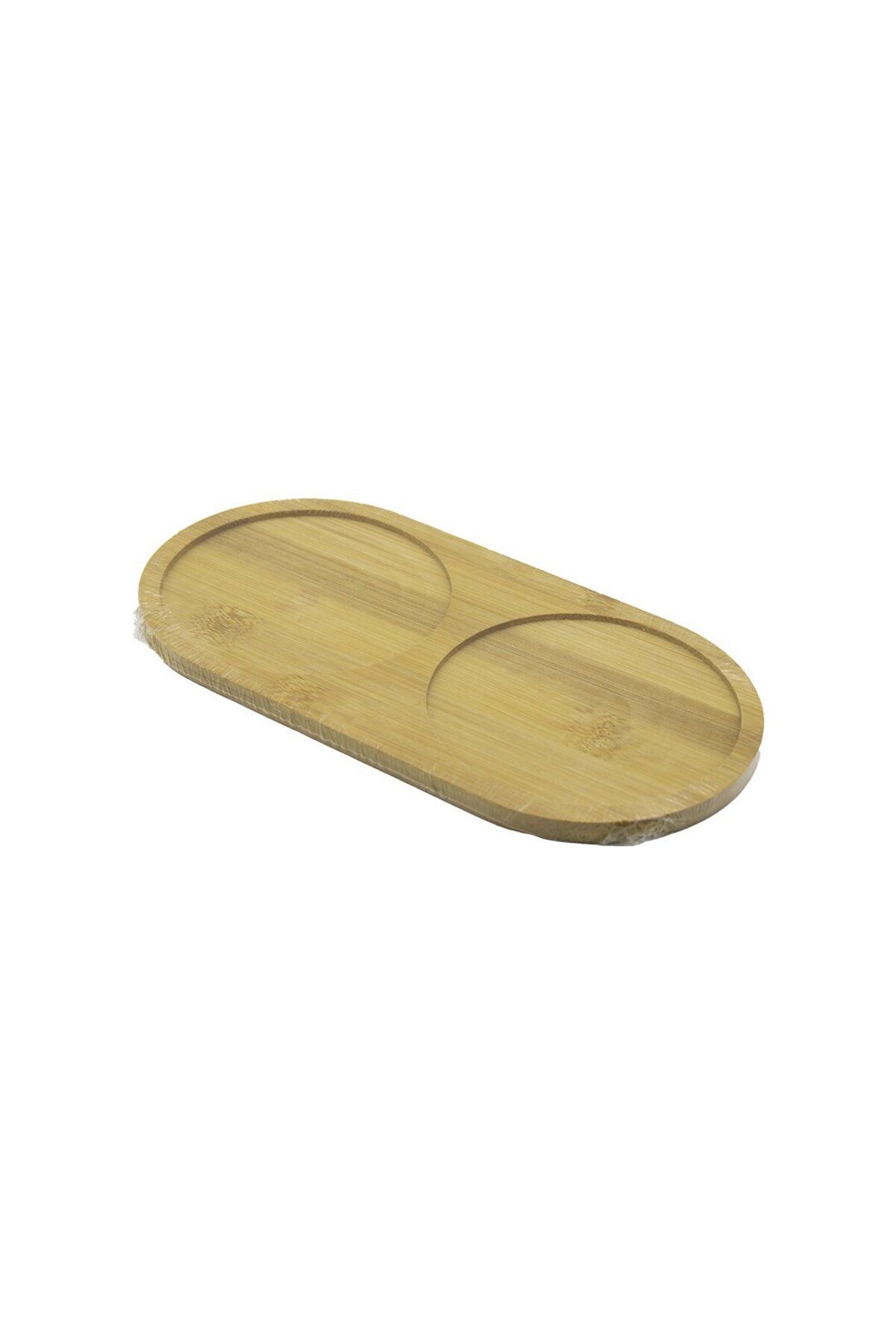 STOREMAX 2 Bölmeli̇ Oval Ahşap Bambu Yağdanik Altlik 12x24x0.8cm