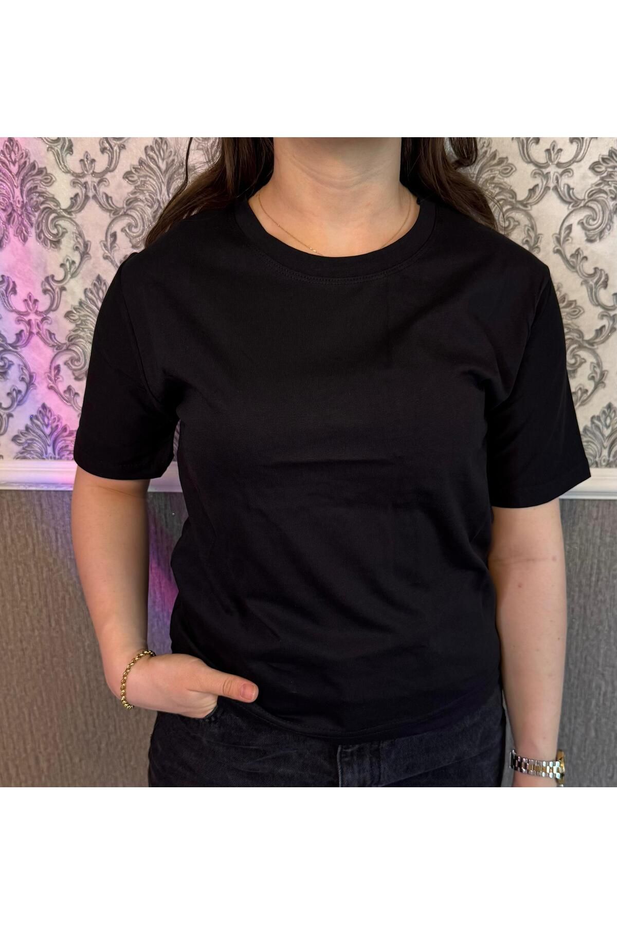 LASVİKA kadın %100 organik pamuk yuvarlak yaka tshirt