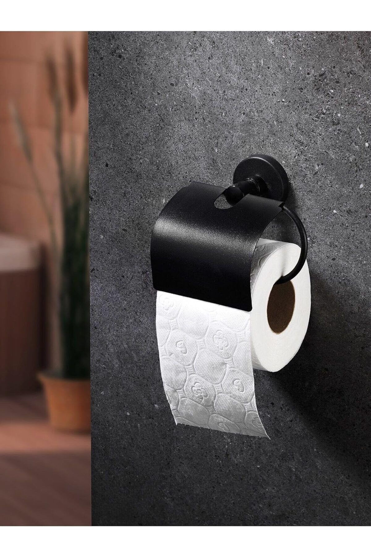 STOREMAX OZN Haus Yapışkanlı Siyah Geniş Kapaklı Tuvalet Kağıtlığı Wc Kağıtlık Tuvalet Kağıdı