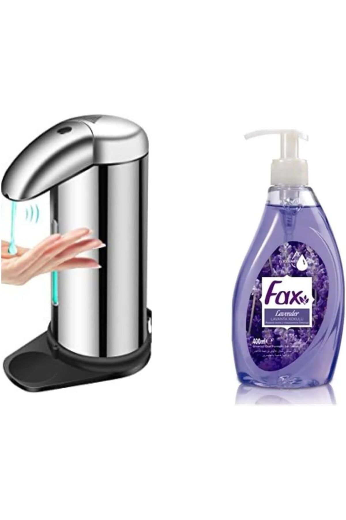 STOREMAX Ezg Homi SENSÖRLÜ FOTOSELLİ SIVI SABUNLUK 14X10X22CM VE 1 ADET 400 ML SIVI SABUN LAVANTA KOKULU E
