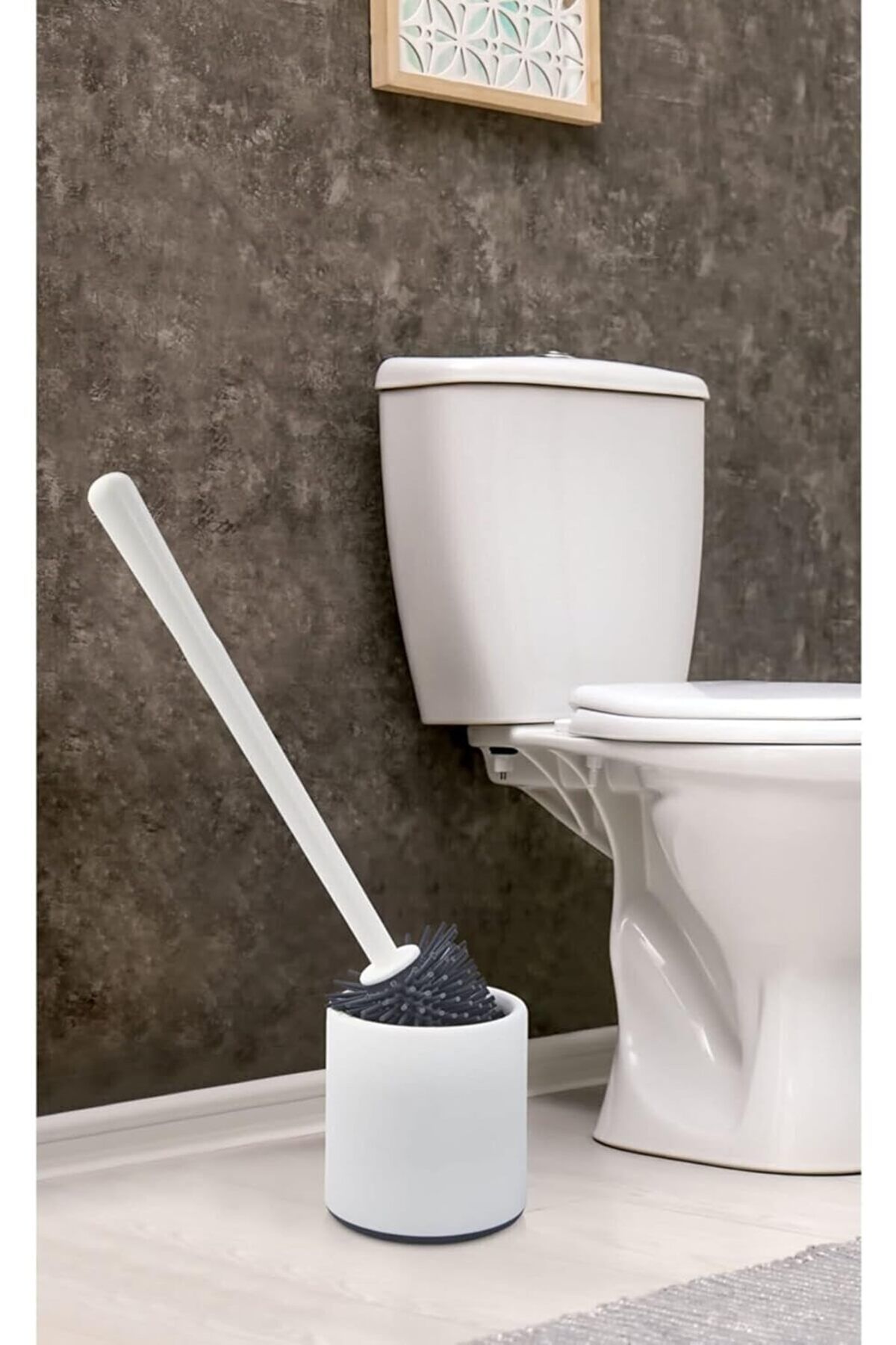 STOREMAX Haus Silikon Wc Tuvalet Banyo Fırçası Klozet Fırçası Oval Beyaz 1094633