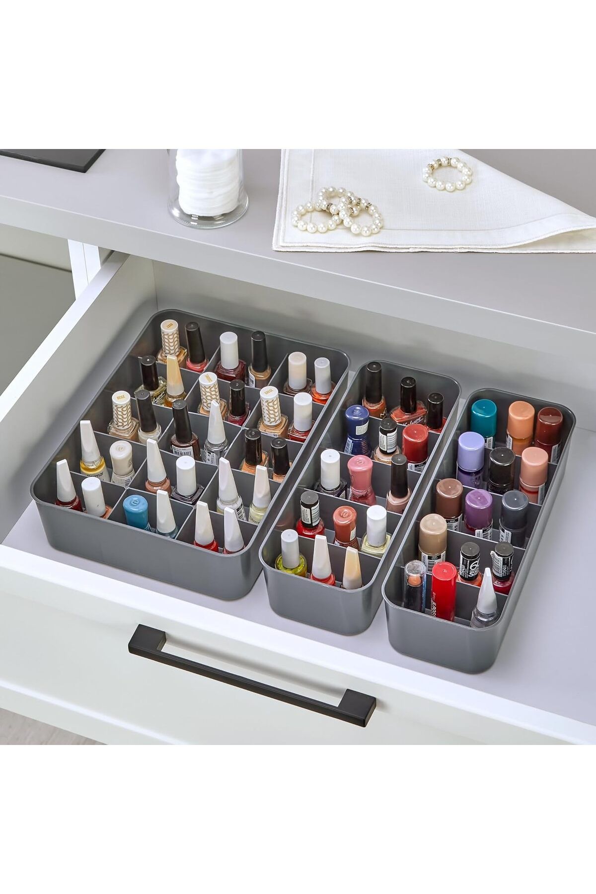STOREMAX OZN 3'lü Düzenleyici Antrasit, mutfak, banyo, ofis, yatak odası, makyaj masası organizer set OZN