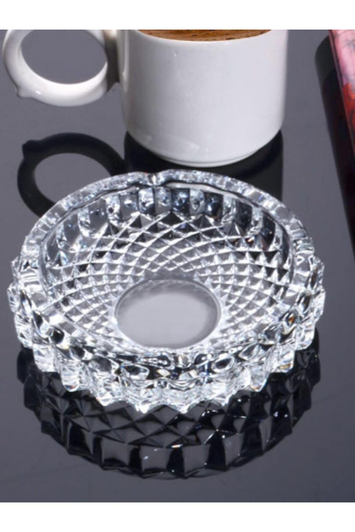 STOREMAX OZN Cam Kristal Lüks Küllük - Kül Tablası - Yuvarlak Kül Tabağı 12 * 12 * 2,5 cm 04 OZNstre