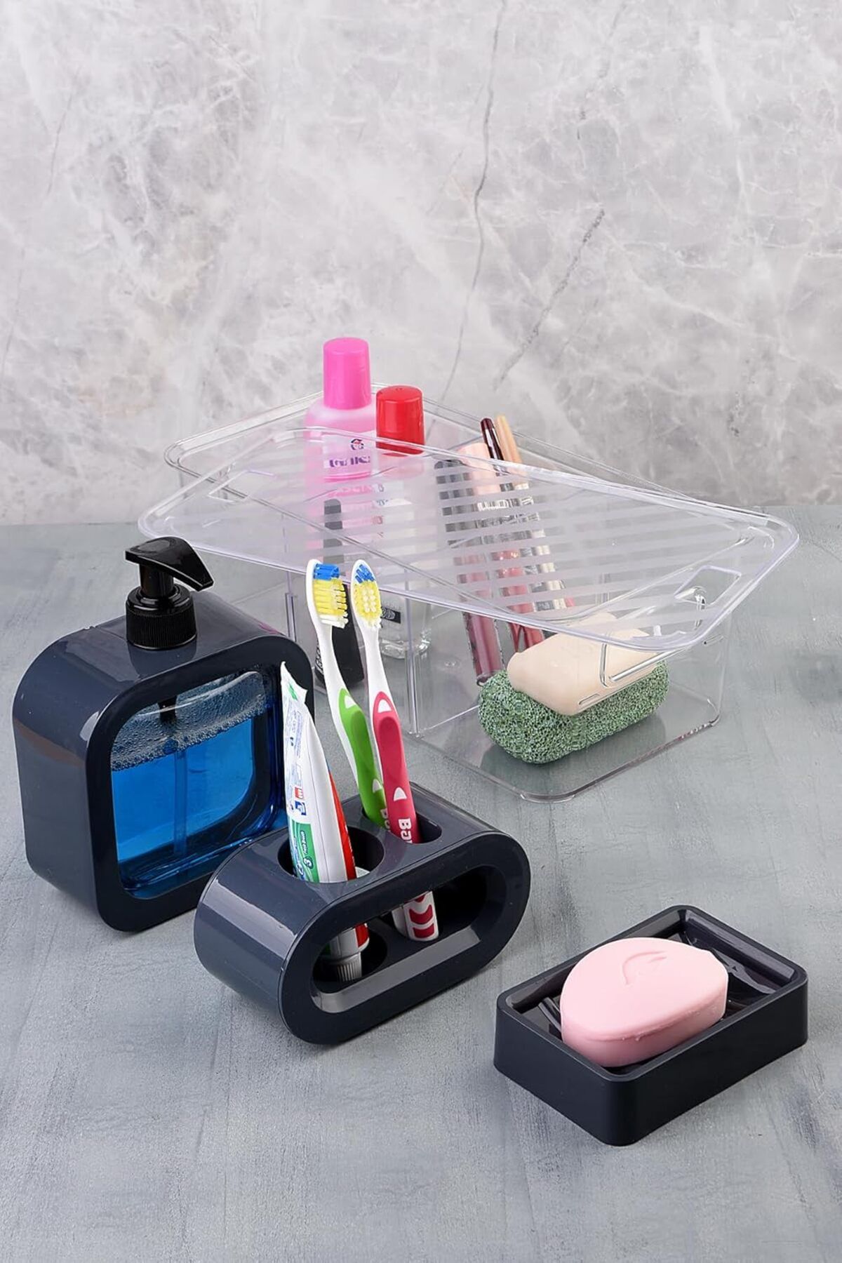 STOREMAX Ezg Tasarım 4 Parça Banyo Aksesuar Seti modern hafif lüks yıkama kabı Banyo Aksesuarları Banyo