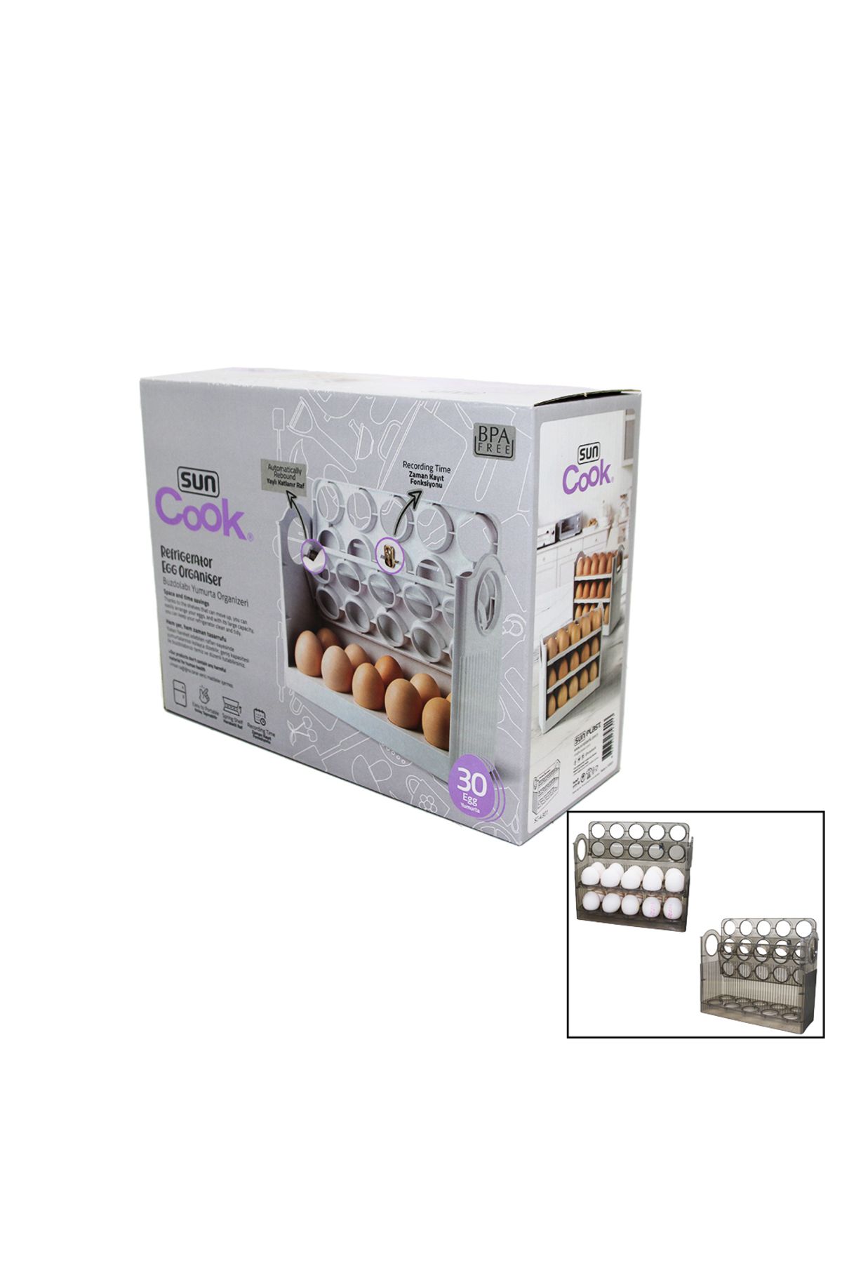 STOREMAX 30 HAZNELİ BUZDOLABI YUMURTA ORGANİZERİ YAYLI KATLANIR RAF - ZAMAN KAYIT FONKSİYONU
