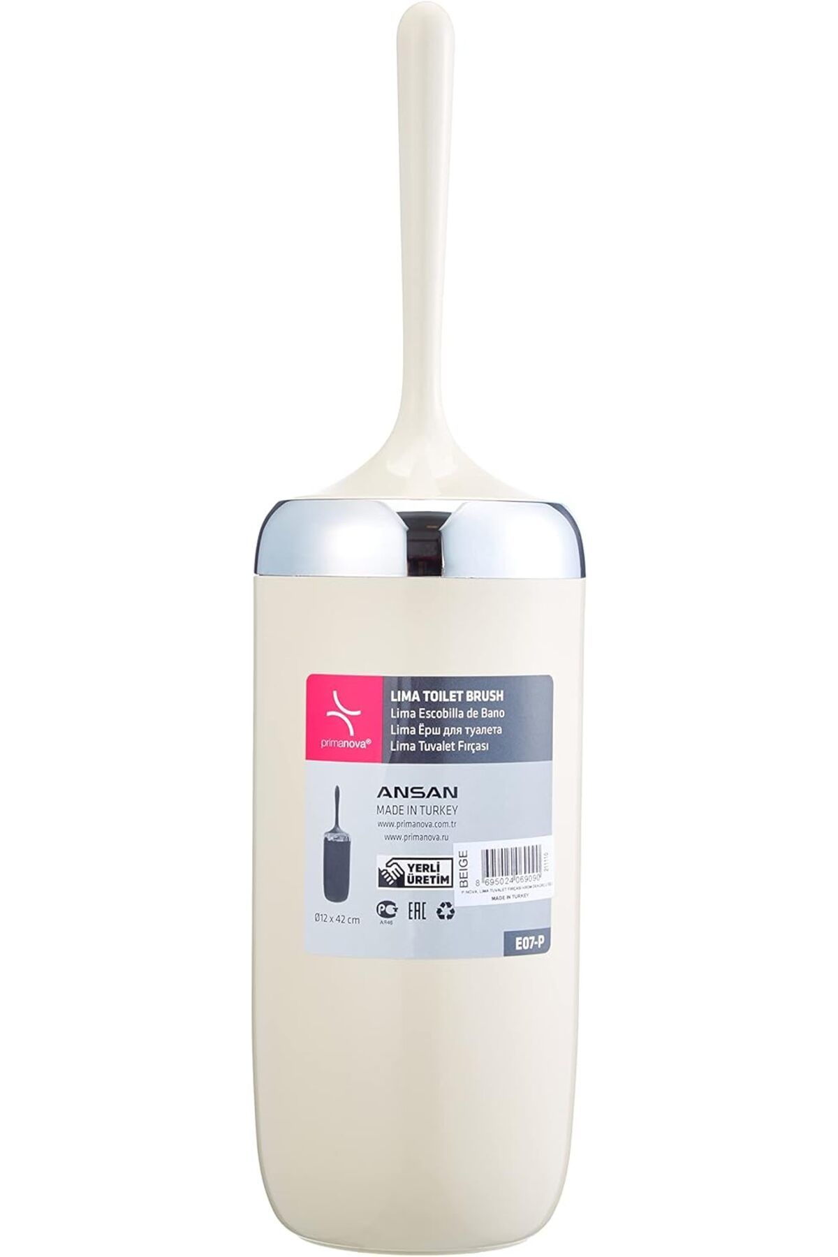 LUXE M-E07-09-P Lima Tuvalet Fırçası, Krom Dekorlu, Bej LXSHP 1055529
