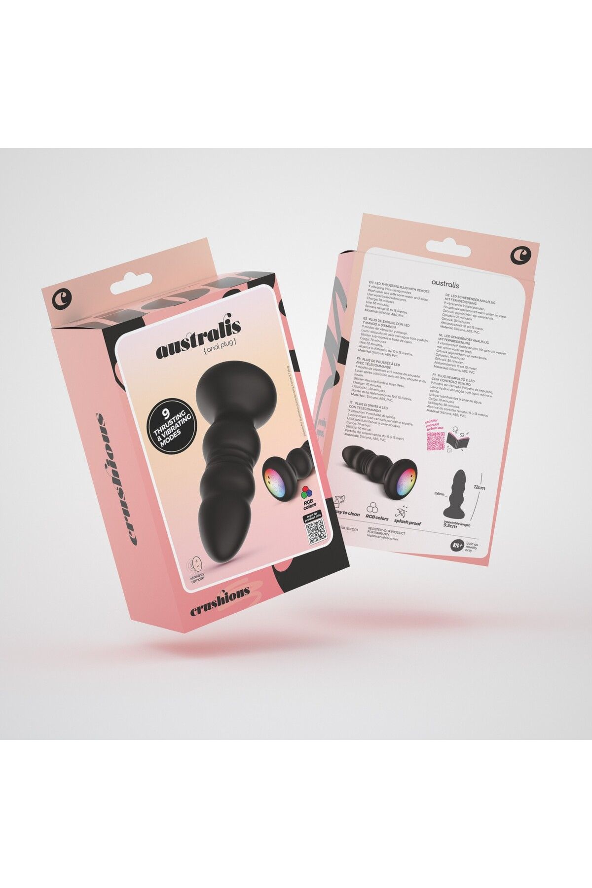 Crushious-RGB LED Anal Plug, with Remote Control, Unique Experiences, Crushious Australis, Multicolor 6
