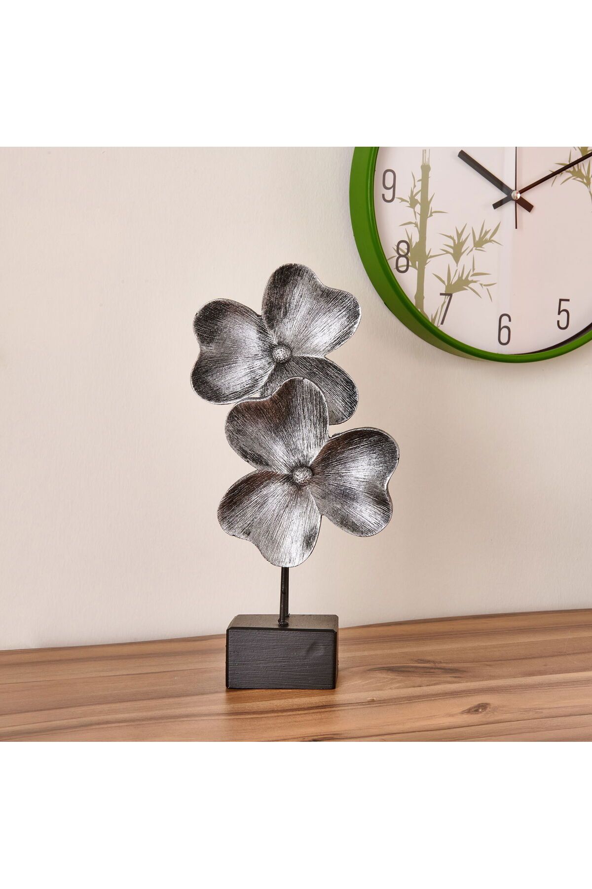 MATMEL Yonca Dekor - Gümüş / Siyah - 30 cm