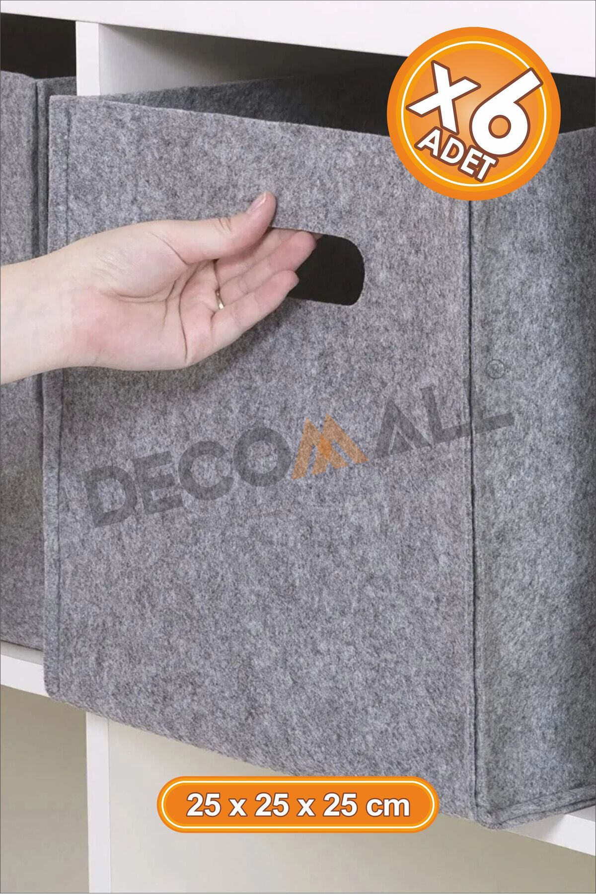 DECOMALL DD x6 Adet Çok Amaçlı Keçe Kutu Organizer Dolap Içi Düzenleyici Saklama Kutusu Dolap İçi