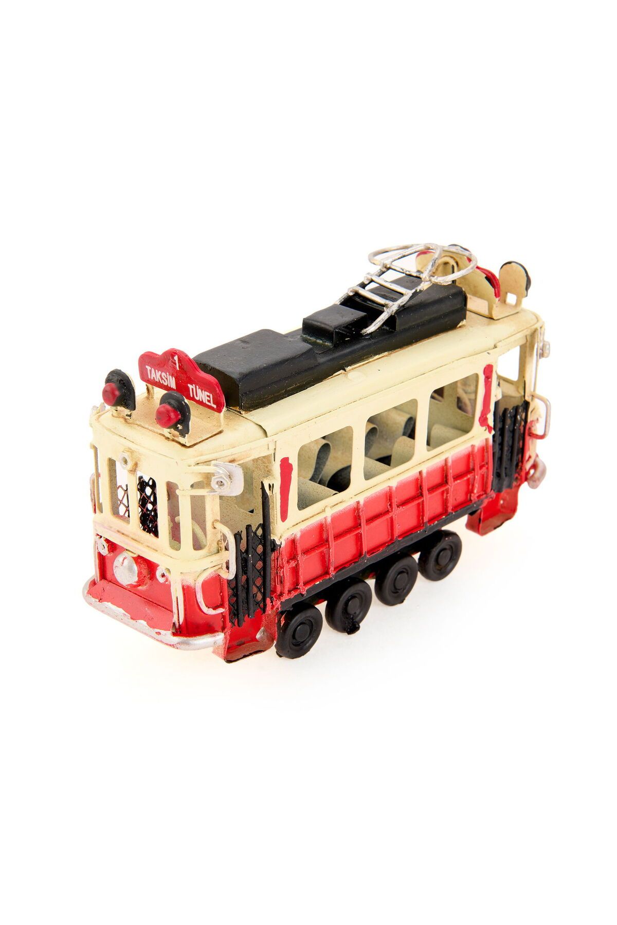 MATMEL Home Metal Taksim Tramway - Kırmızı / Beyaz - 12 cm