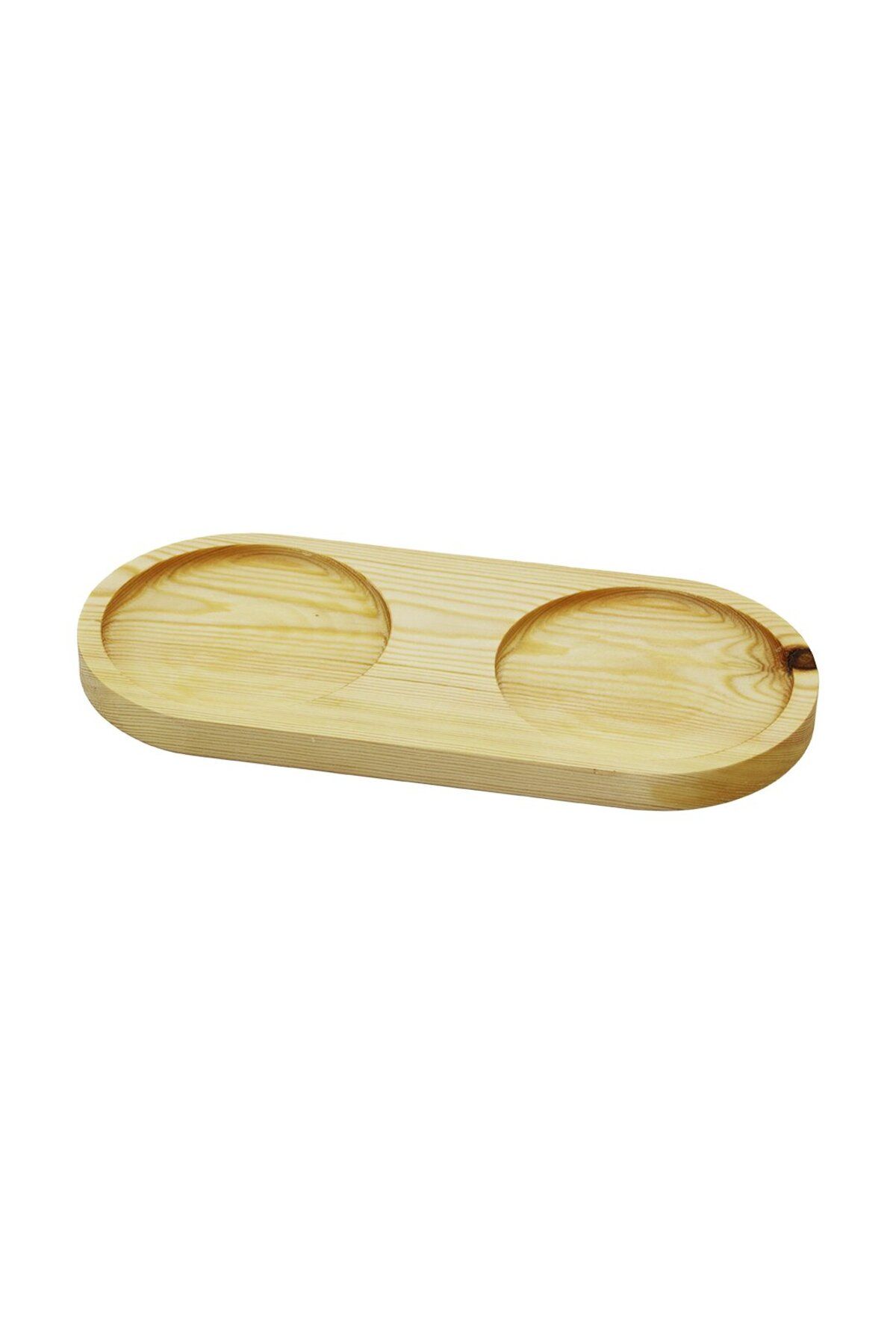 STOREMAX 2 Bölmeli̇ - Oval Açik Renk=sade Ahşap Yağdanlik Altlik 27x12.5cm