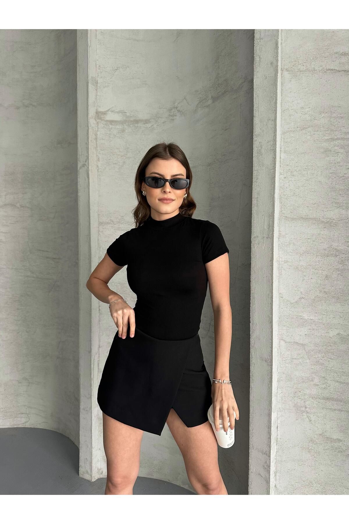laviels BASİC ÖRME KISA KOLLU BODY