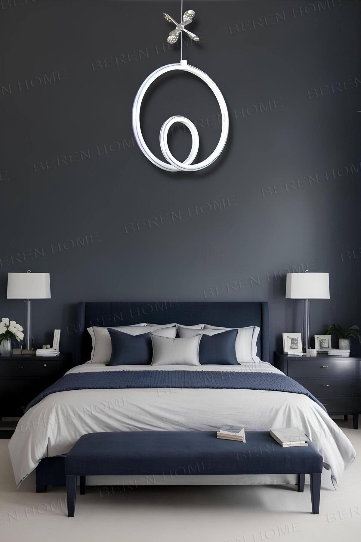 BEREN HOME Linda White Chrome Tek Renk Modern Sarkıt Led Avize