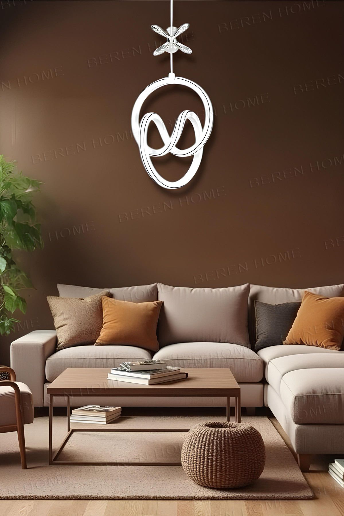 BEREN HOME Lisa White Chrome Tek Renk Modern Sarkıt Led Avize