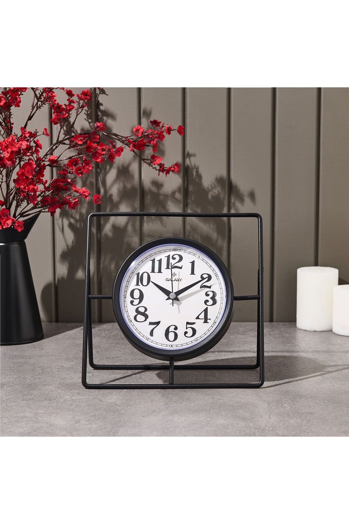 ASPARTAM Metal Dikdörtgen Yuvarlak Masa Saati - 24 cm