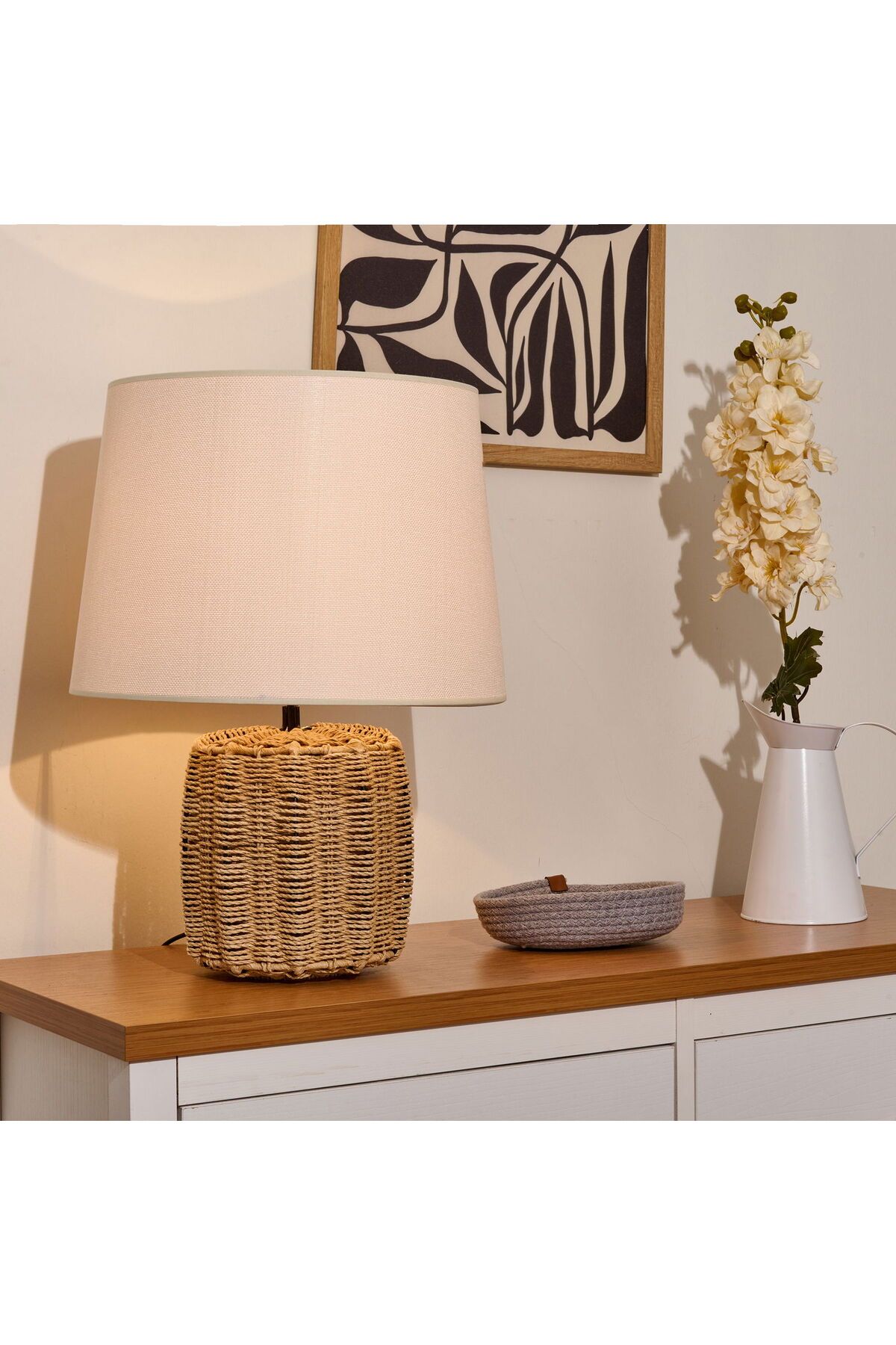 ASPARTAM Lighting Santo Abajur - Kahverengi / Beyaz - 45x30 cm