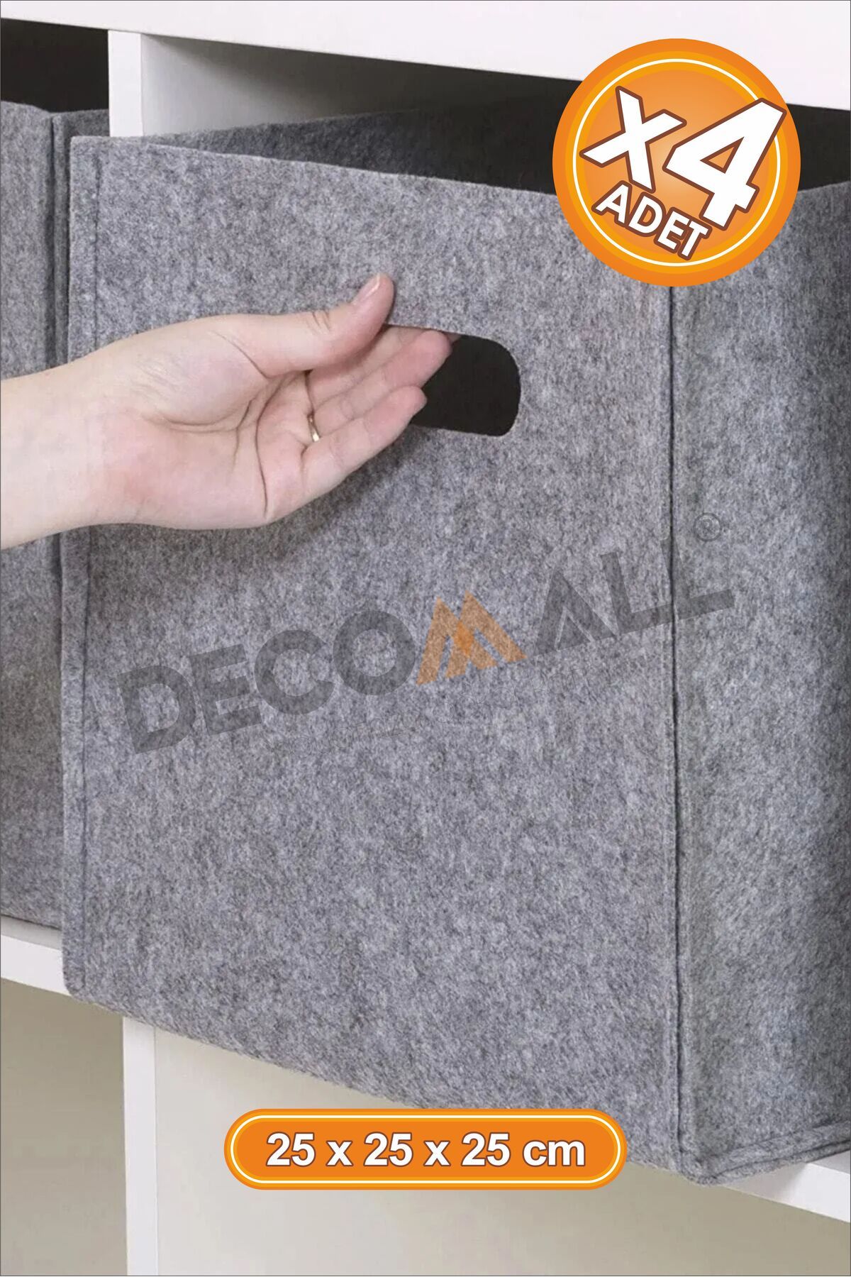 DECOMALL DD x4 Adet Çok Amaçlı Keçe Kutu Organizer Dolap Içi Düzenleyici Saklama Kutusu Dolap İçi