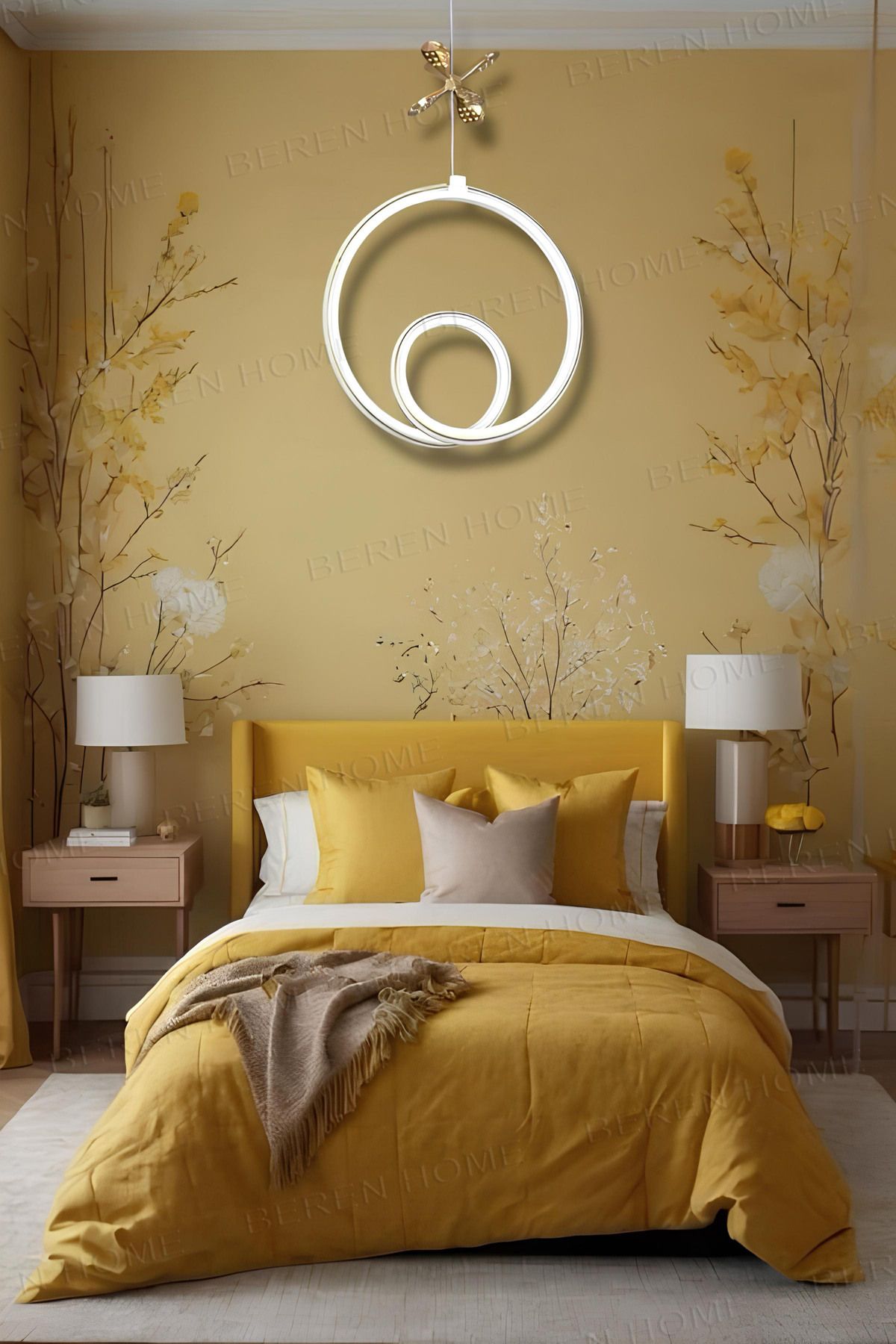 BEREN HOME Linda White Gold Tek Renk Modern Sarkıt Led Avize