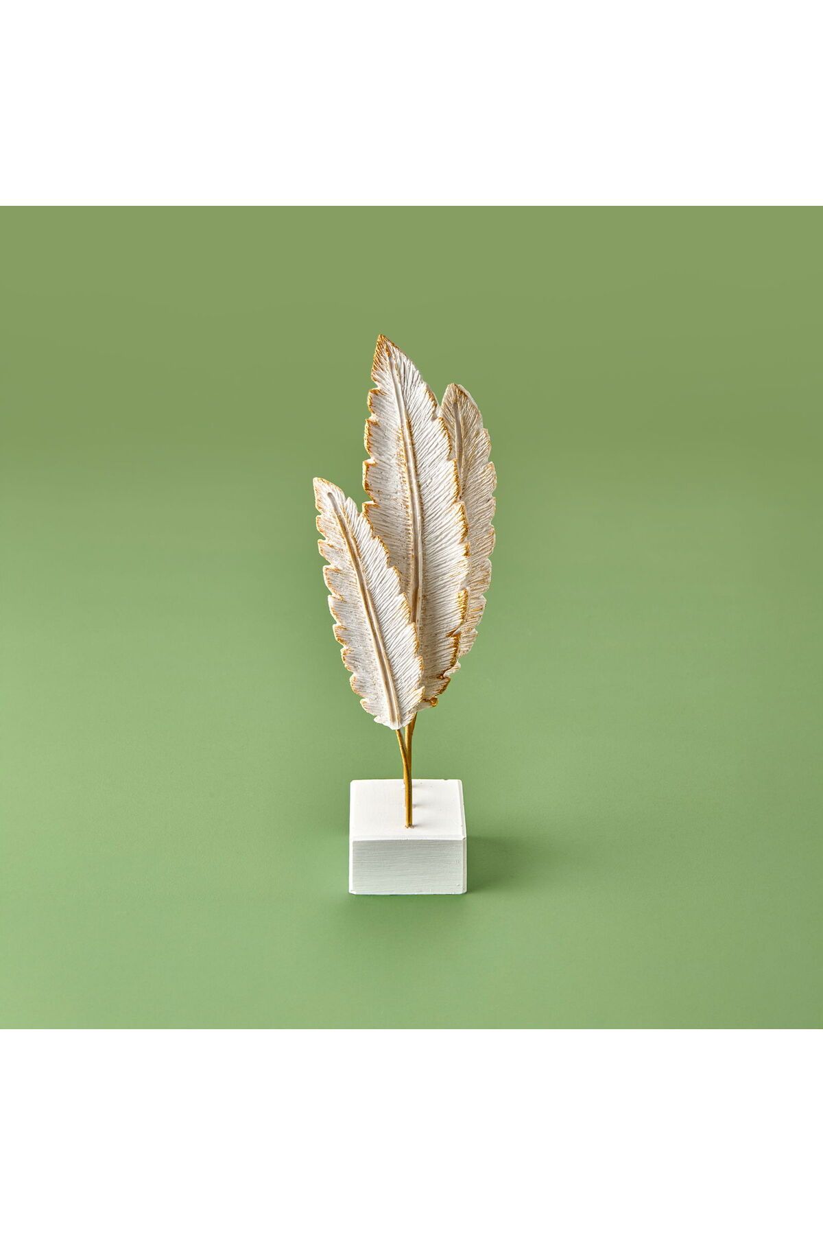 MATMEL Tüy Dekor - Beyaz / Altın - 38 cm