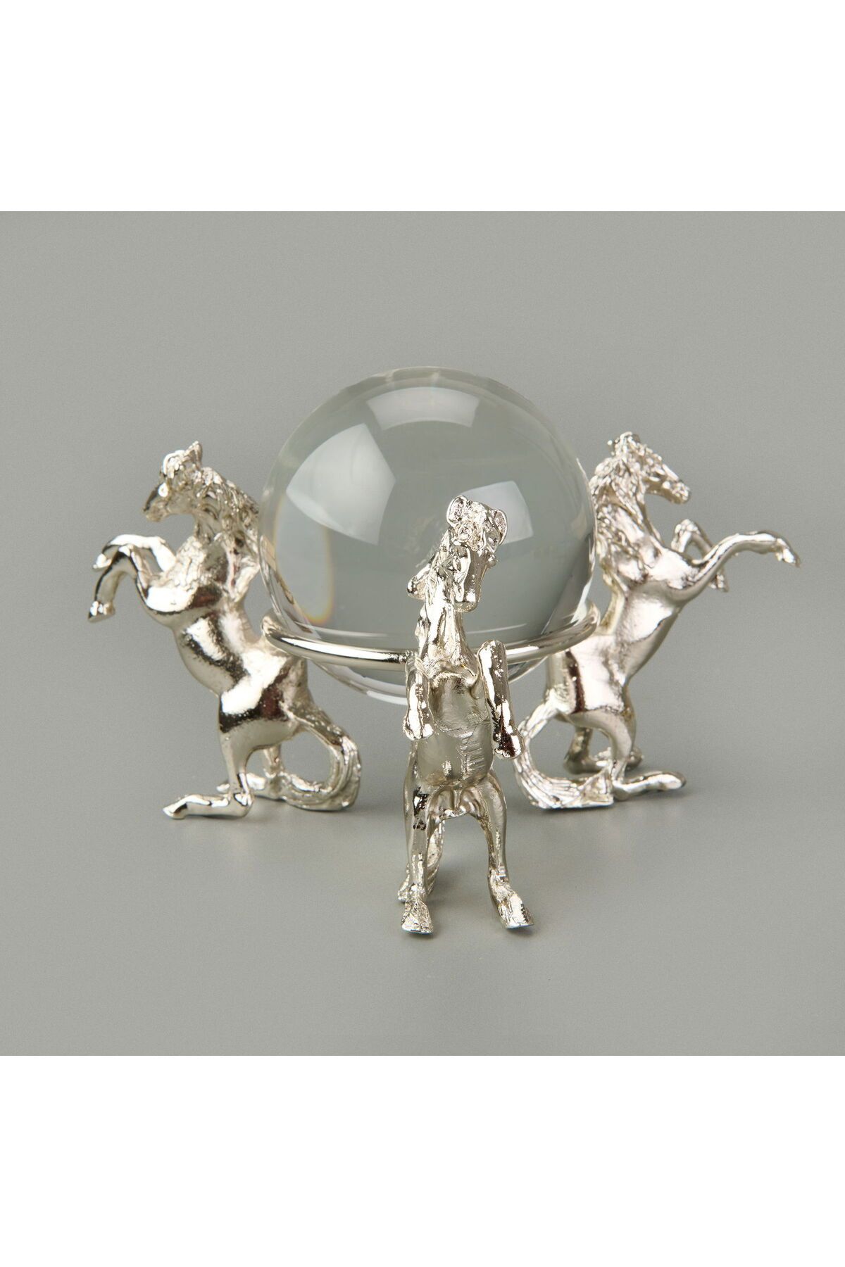 MATMEL Atlı Cam Top Dekor - Silver - 11 cm