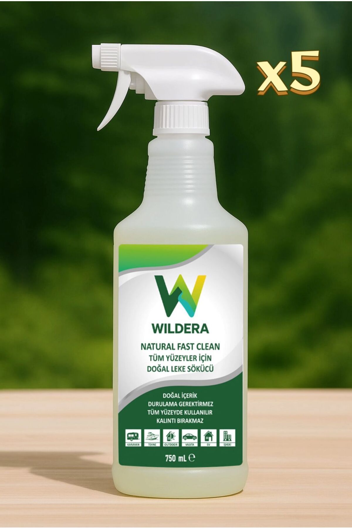 wildera Naturel Fast Clean x5- Tüm Yüzeyler İçin Doğal Leke Sökücü 750 Ml (5 Adet)