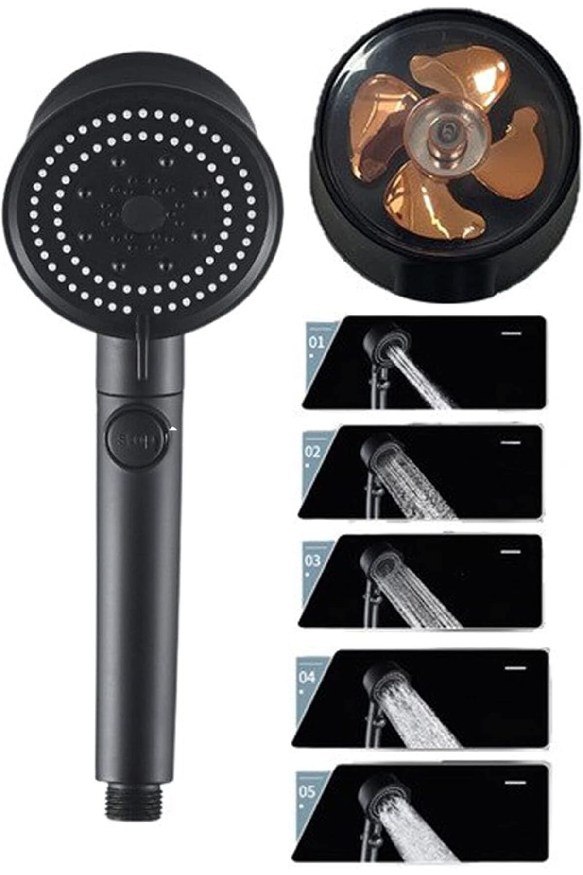 STOREMAX Siyah Turbo Fan Su Tasarruflu Yüksek Basınçlı Duş Başlığı TrendBazaar 1057563
