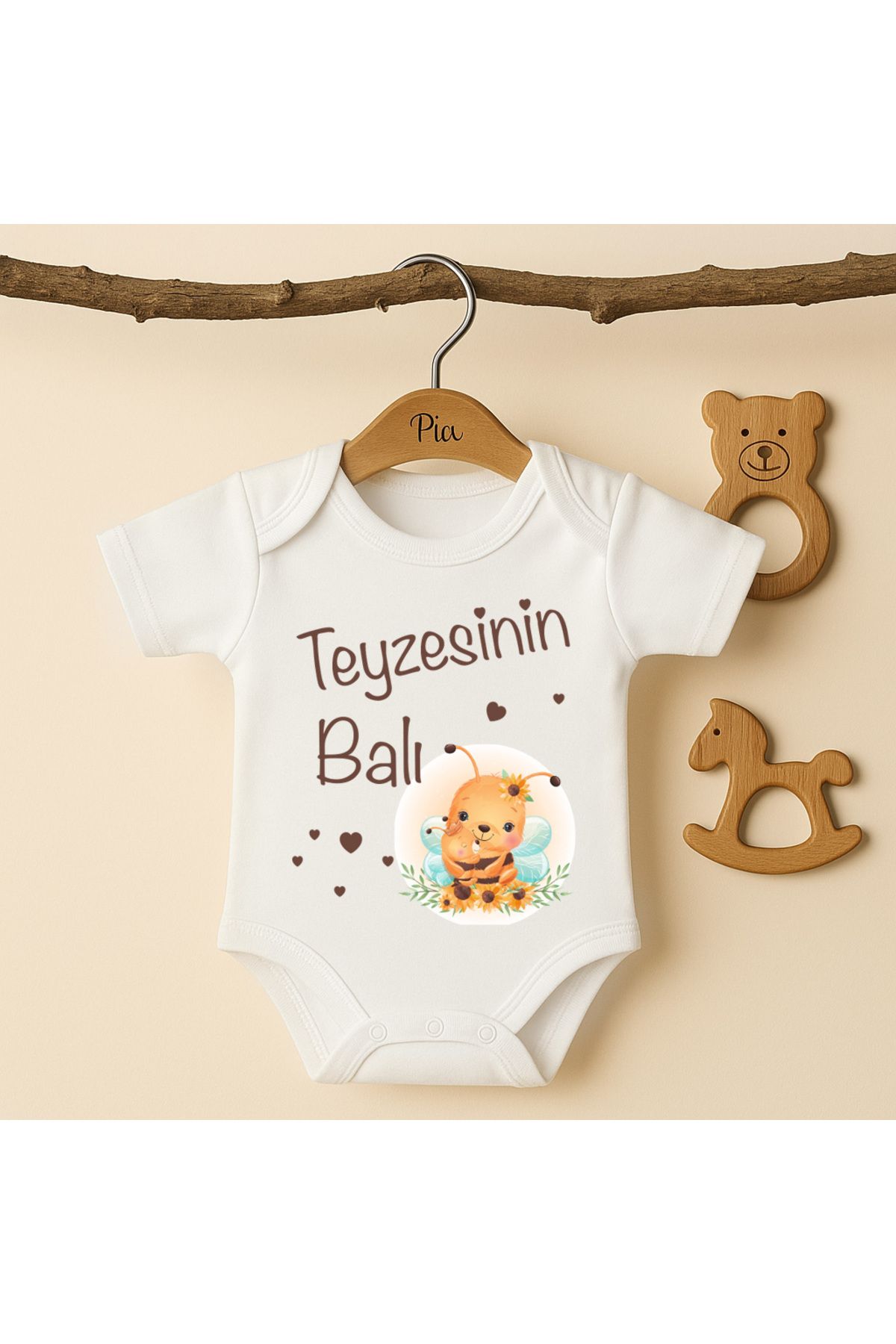 Pia Baby %100 Pamuk Teyze Temalı Organik Baskılı Çıtçıtlı Bebek Body Zıbın Modelleri