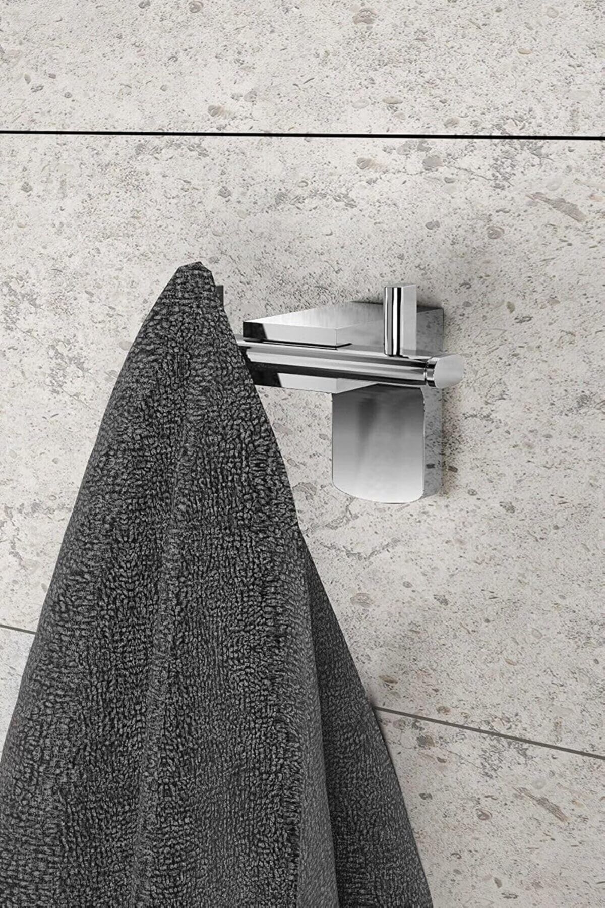 Mu Art Ahşap Mrt Haus Ömür Boyu Paslanmaz Bornoz Askısı Duvara Monteli Havlu Askısı Krom F1-118 Art 871301