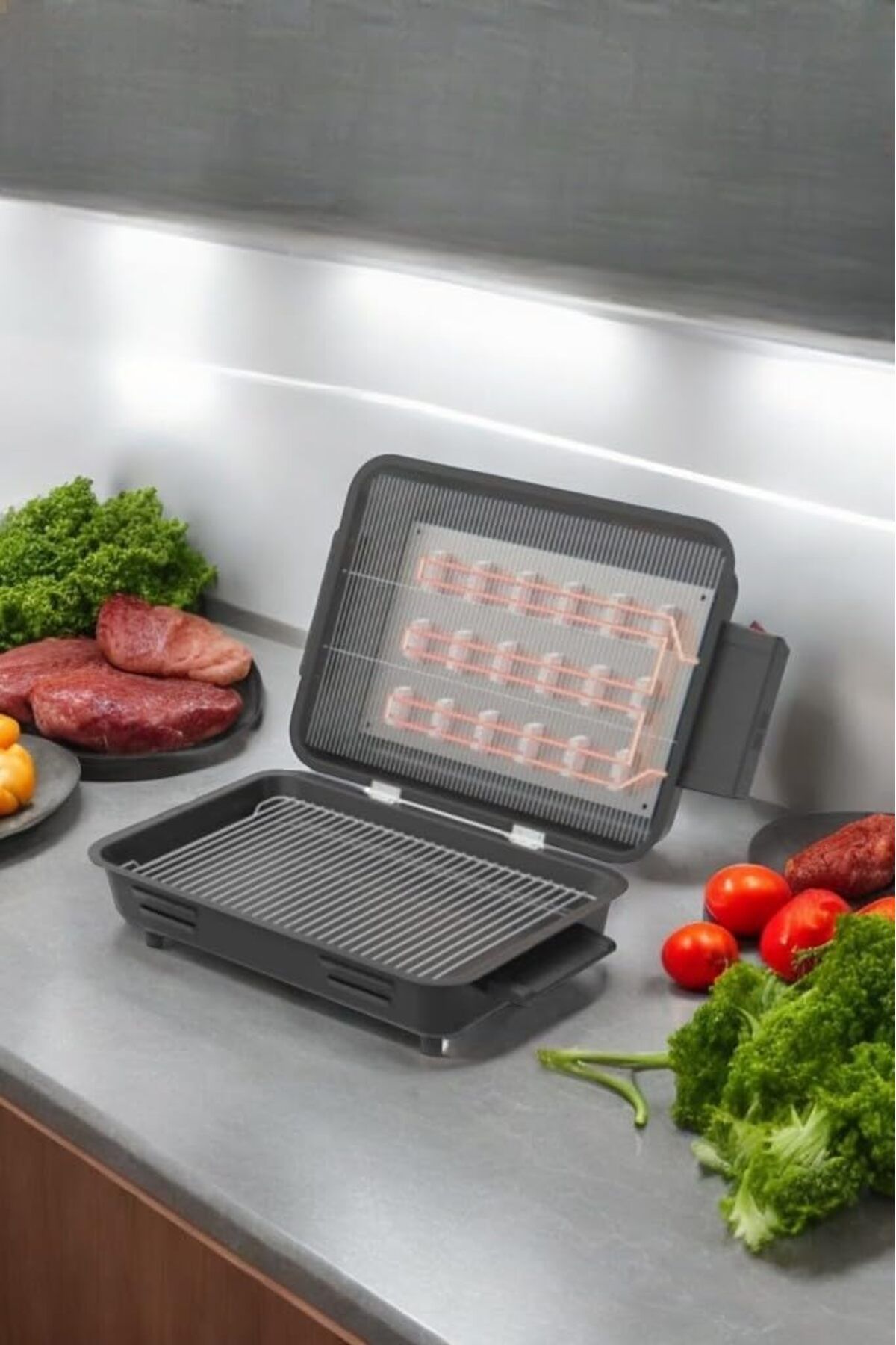 STOREMAX SRT Elektrikli Izgara Çift Telli Emaye Gövde ve Tepsili Mangal Barbekü Siyah C1-1-294 FxYM 112690