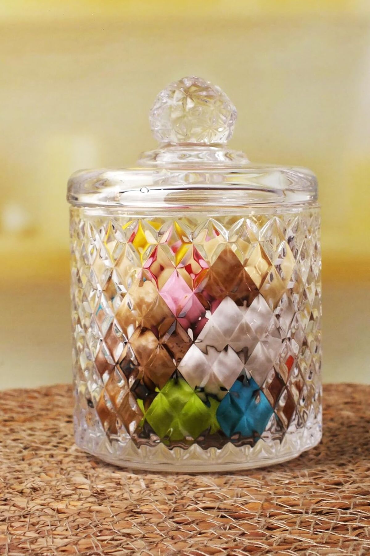 STOREMAX ELZ Lüx Kristal Büyük Cam Şekerlik & Cam Lokumluk, Kesme Cam Lüx Şekerlik 13cm*7.8cm - 066