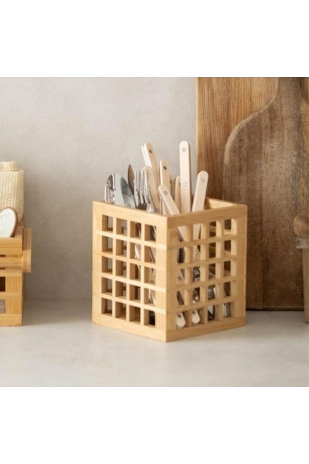 LUXE Mutfak Bambu Kare Modern Tasarımlı Kare Kaşıklık 131315 Cm LXSHP 1055529