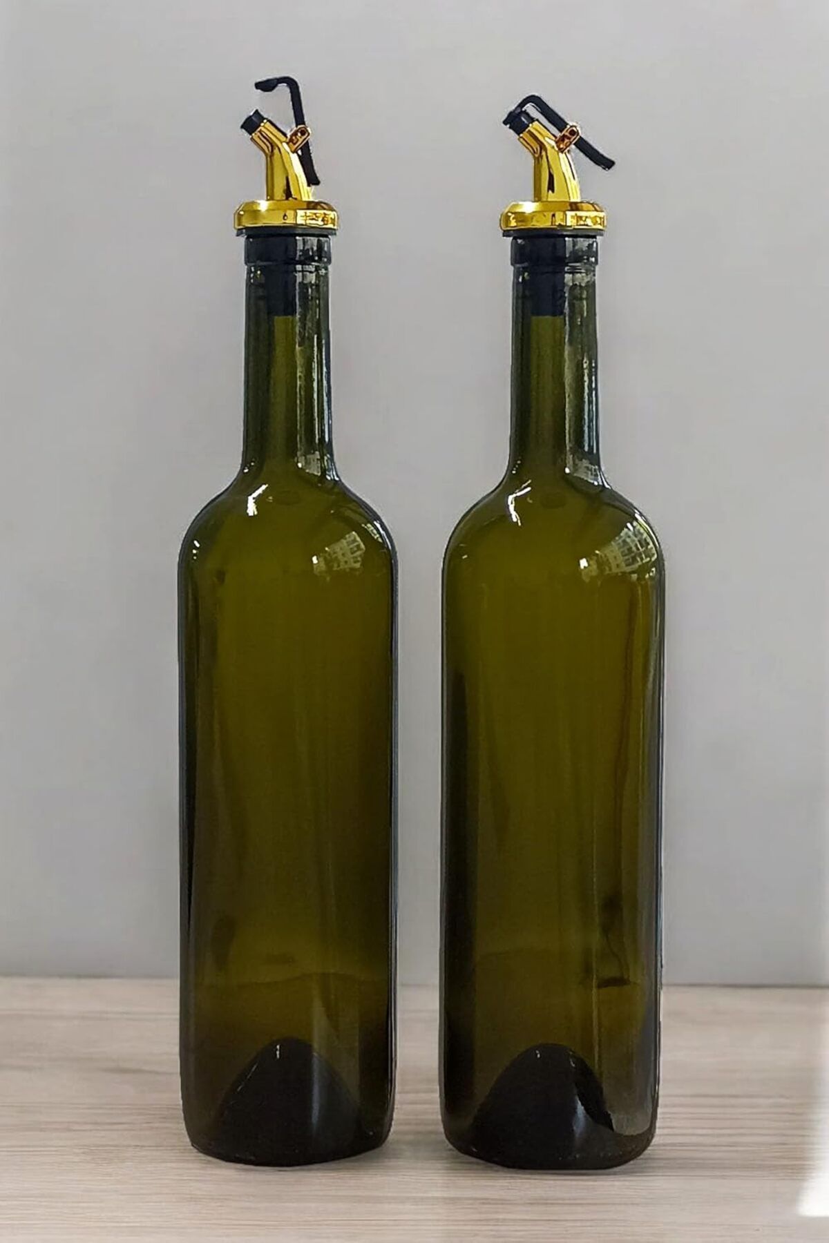 STOREMAX Ezg 750 ml Yeşil Yağdanlık Şişesi Yağlık Gold Akıtıcılı Kapaklı Sızdırmaz Cam Şişe 2