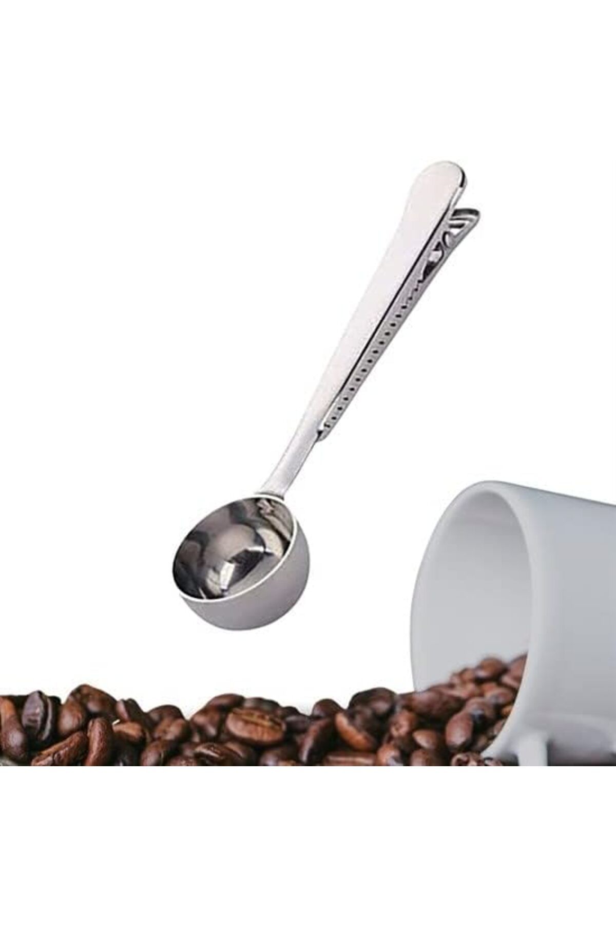 Mu Art Ahşap Mrt Kahve Ölçü Kaşığı Silver Çok Fonksiyonlu Paslanmaz Çelik Kaşık (Silver) (Gümüş) Ar