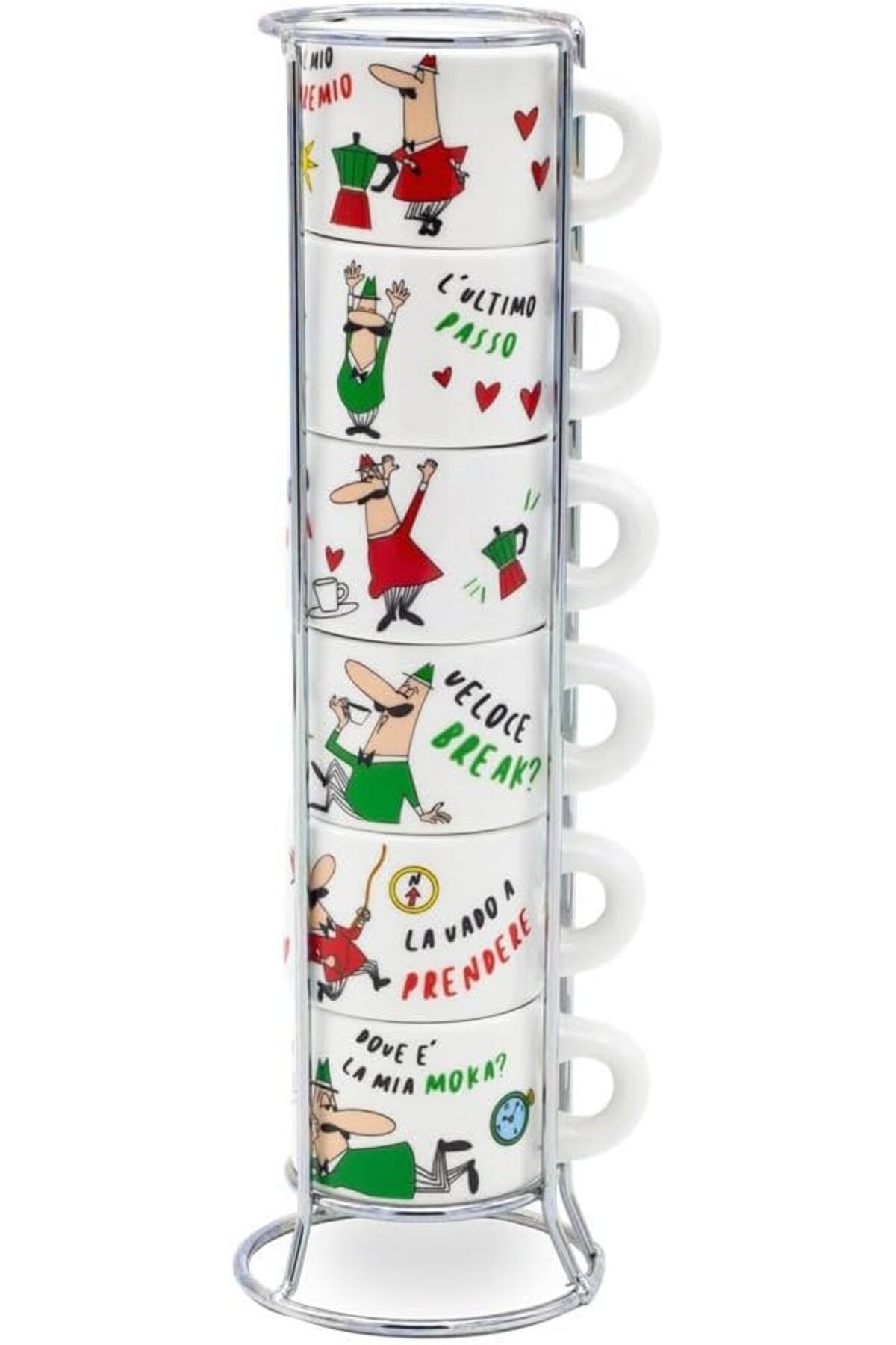 STOREMAX SRT - 6'lı İstiflenebilir Cappuccino Fincan Seti - Karma Renkli - Porselen FxYM 1126906