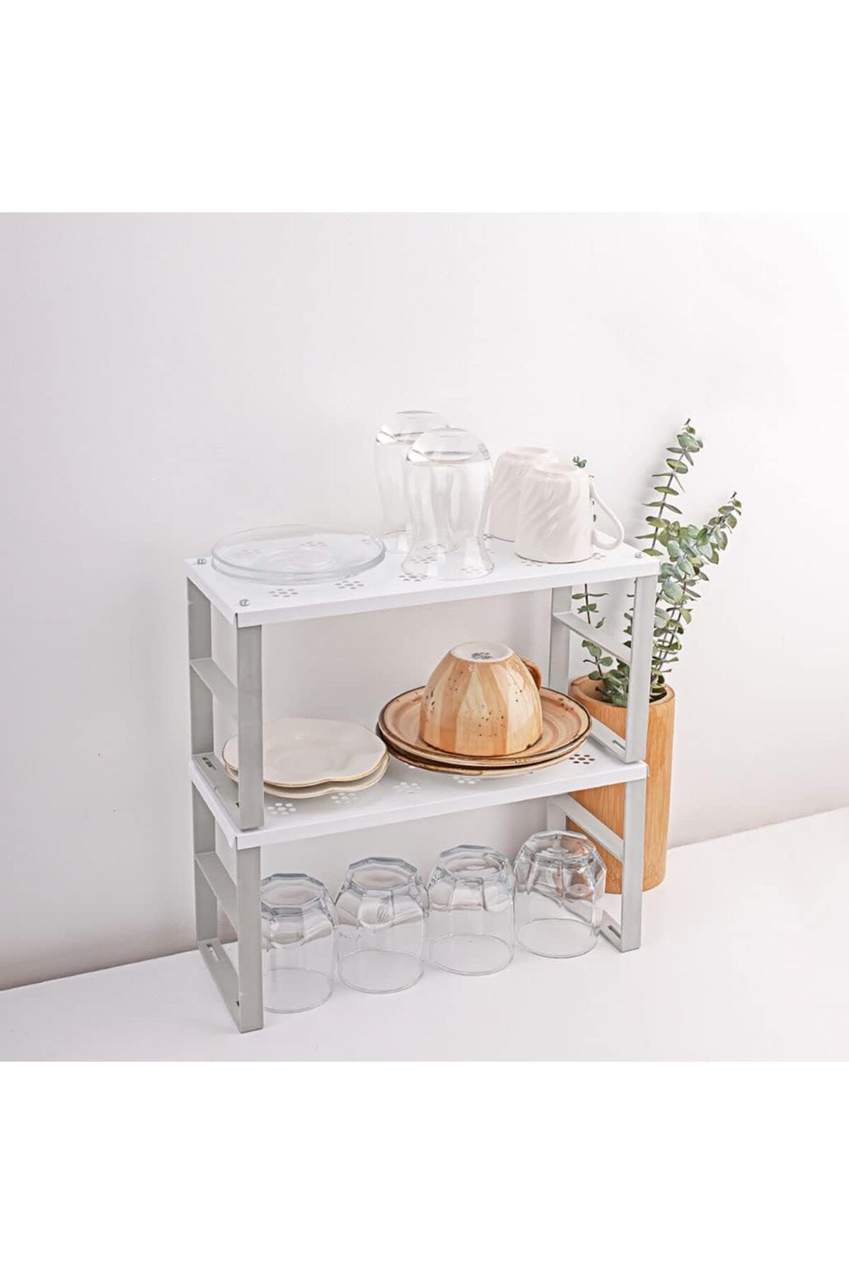 LUXE ORG-02-2li Raf Düzenleyici - Dolap İçi Düzenleyici Raf - Tabak Bardak Rafı LXSHP 1055529