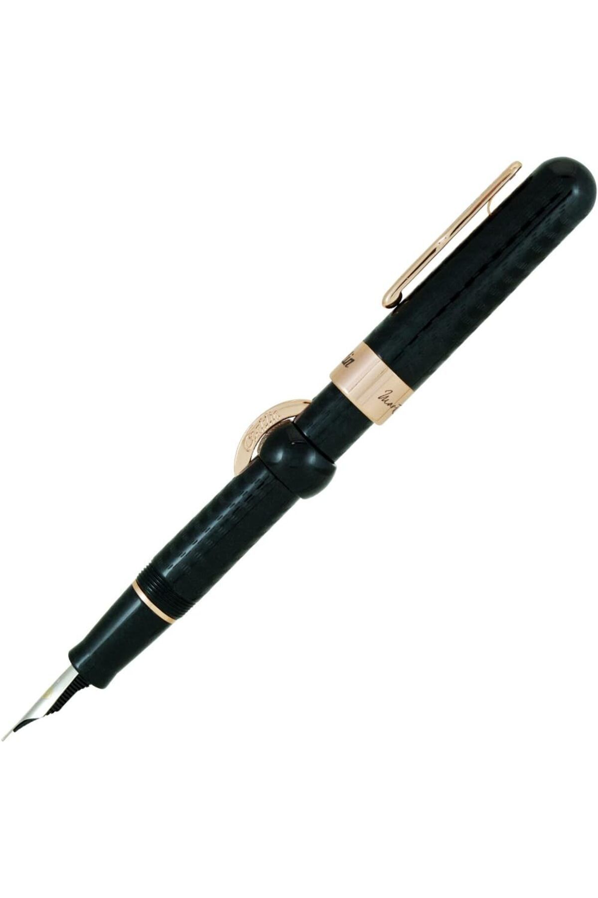 STOREMAX OZN Mark Twain Crescent Filler Black Chase w/ Rose Gold Dolma Kalem M Uç OZNstre 1094633